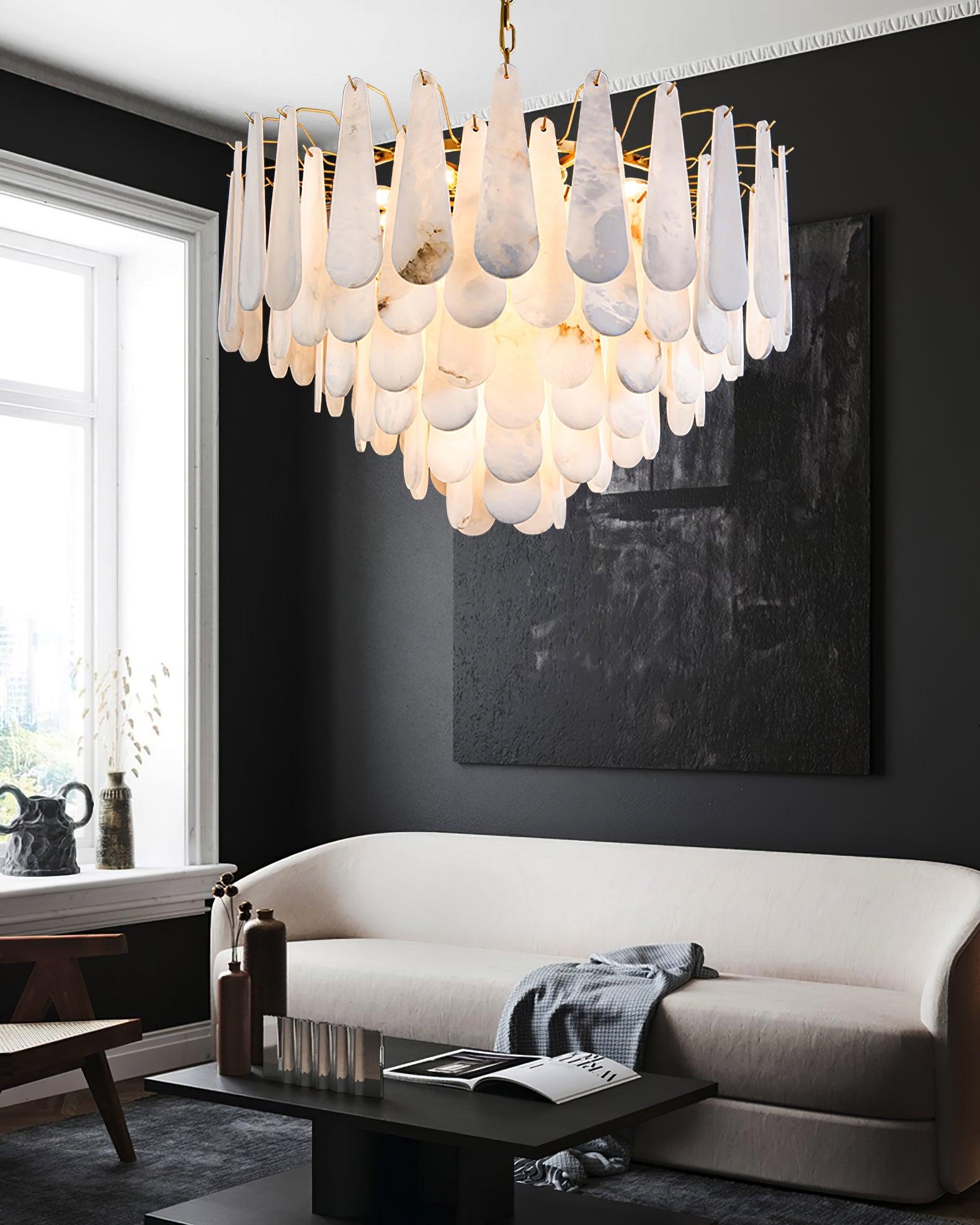 Ucararae Teardrop Alabaster Chandelier - Blowlighting