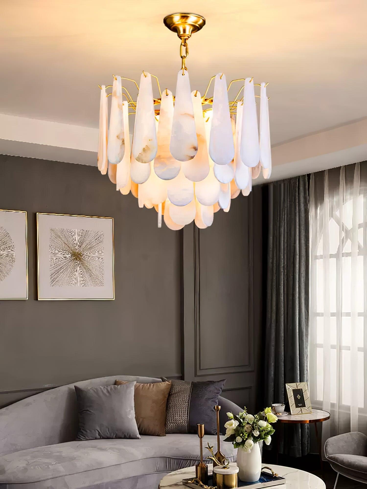 Ucararae Teardrop Alabaster Chandelier - Blowlighting