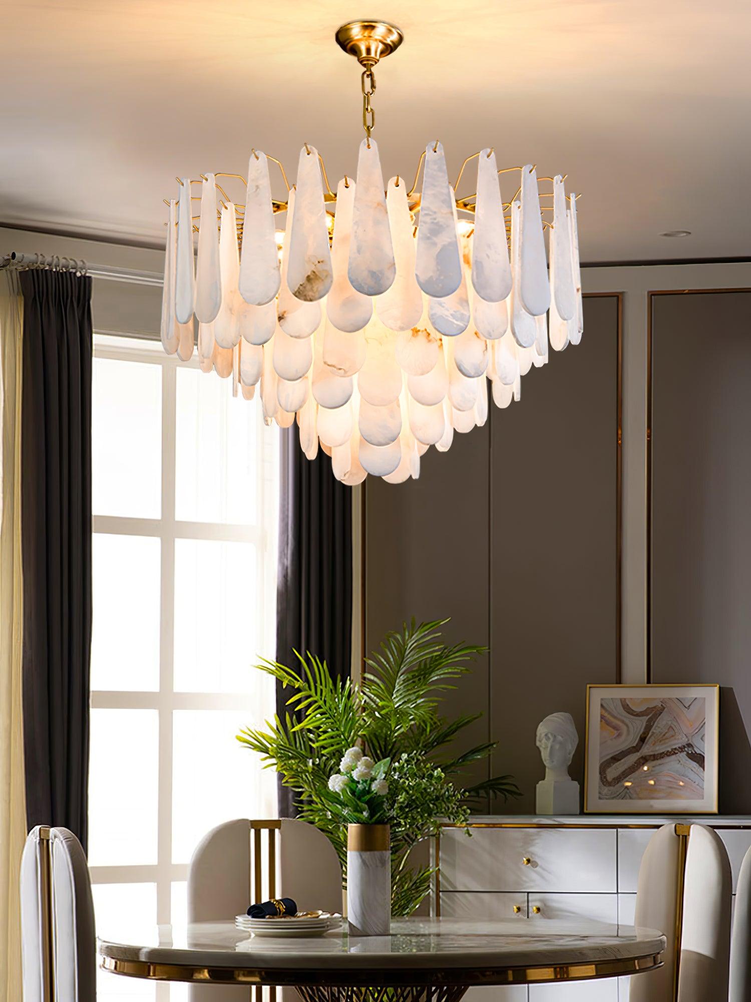 Ucararae Teardrop Alabaster Chandelier - Blowlighting