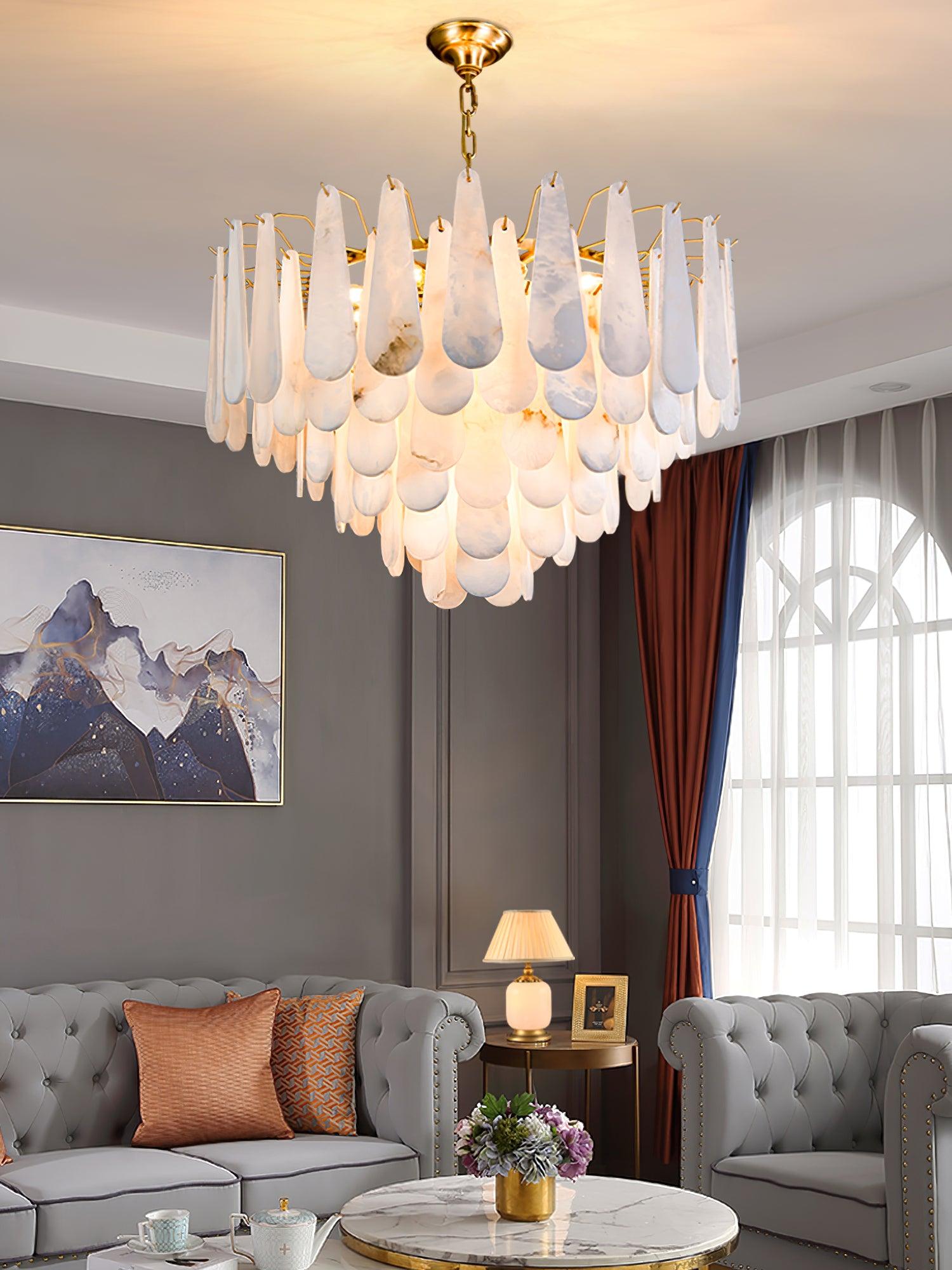 Ucararae Teardrop Alabaster Chandelier - Blowlighting