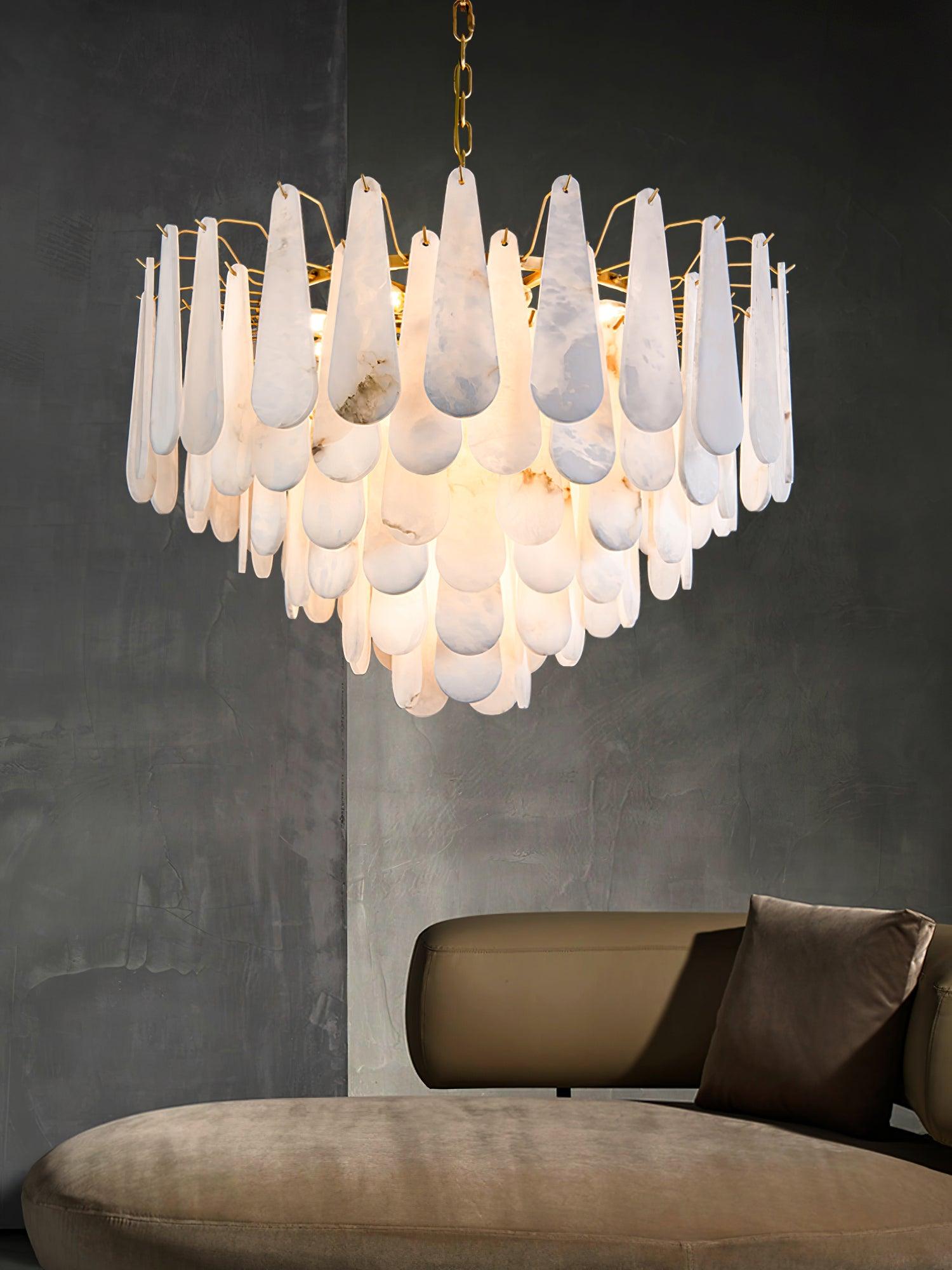 Ucararae Teardrop Alabaster Chandelier - Blowlighting