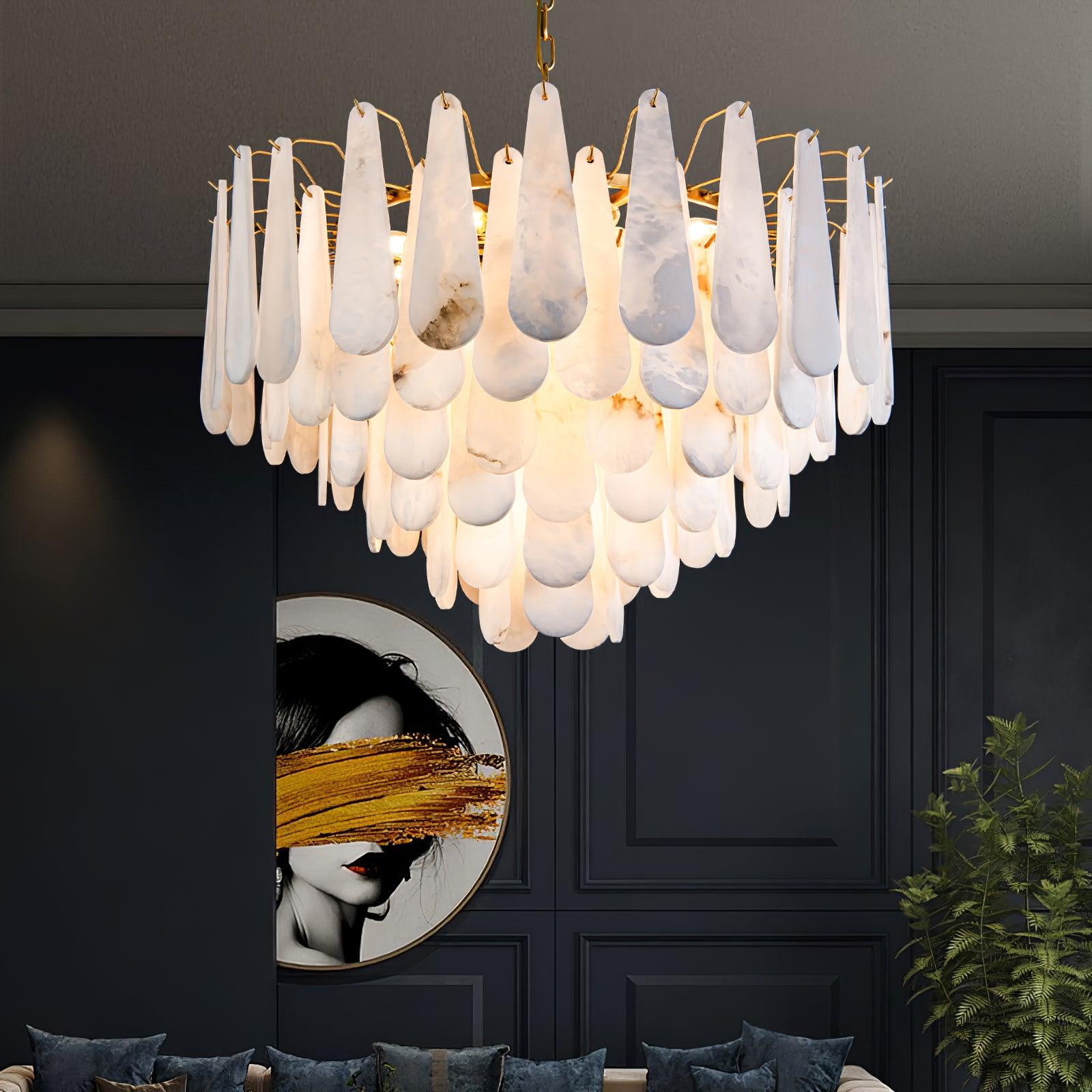 Ucararae Teardrop Alabaster Chandelier - Blowlighting