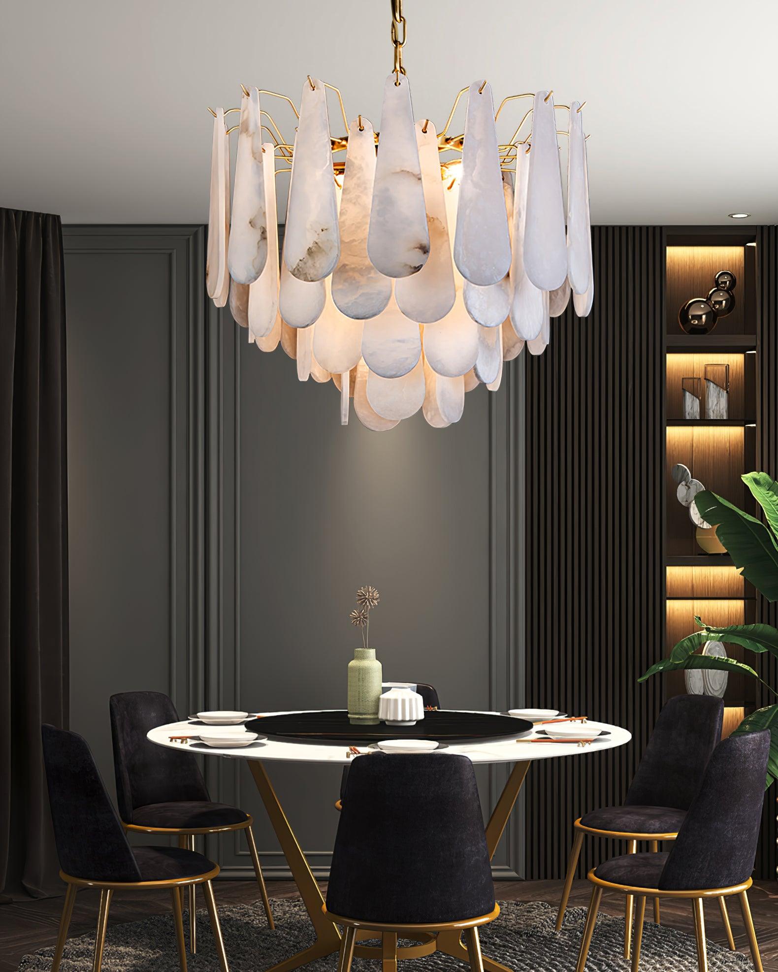 Ucararae Teardrop Alabaster Chandelier - Blowlighting