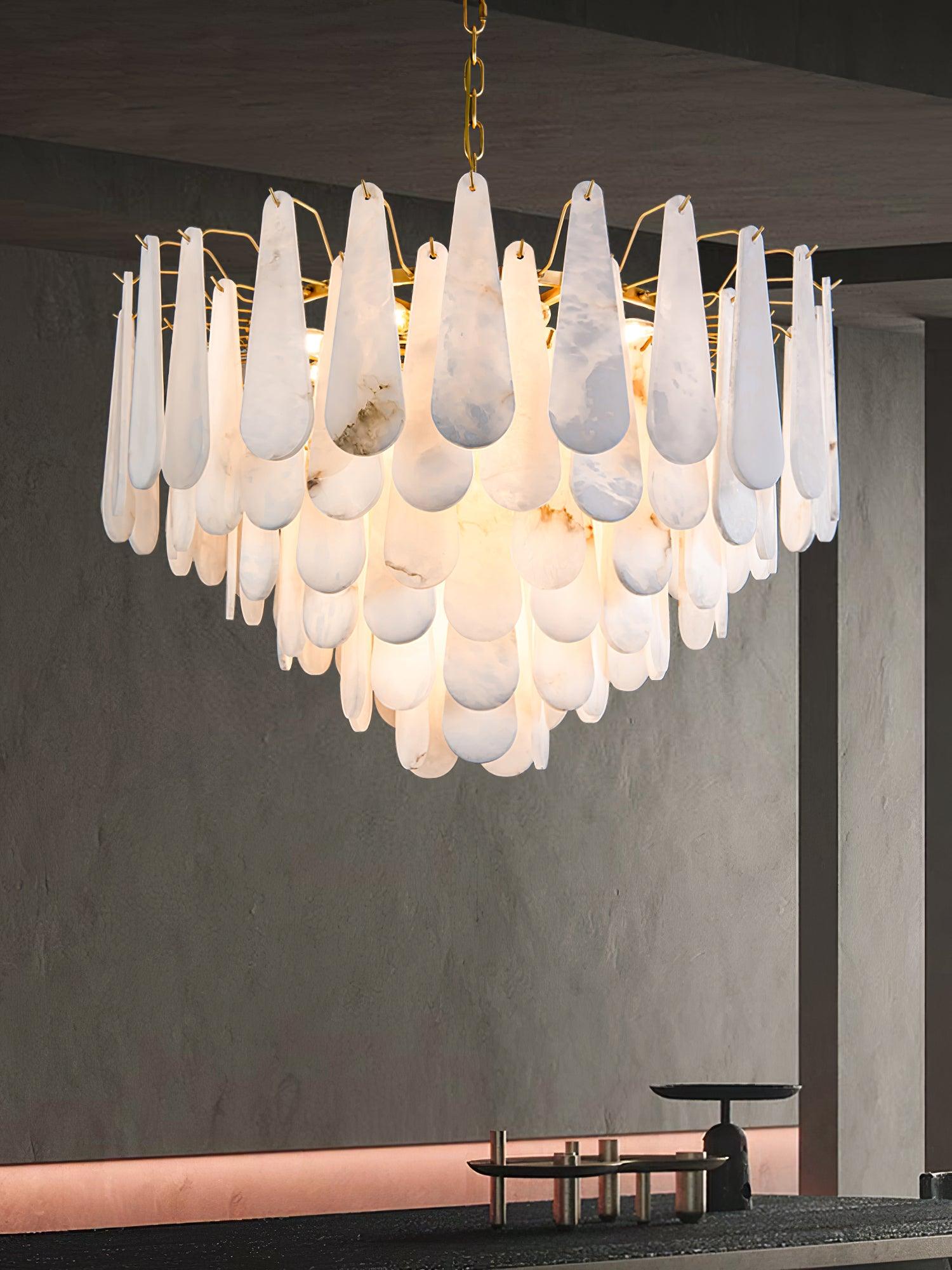 Ucararae Teardrop Alabaster Chandelier - Blowlighting
