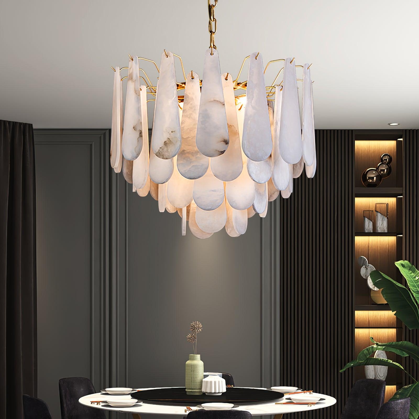 Ucararae Teardrop Alabaster Chandelier - Blowlighting