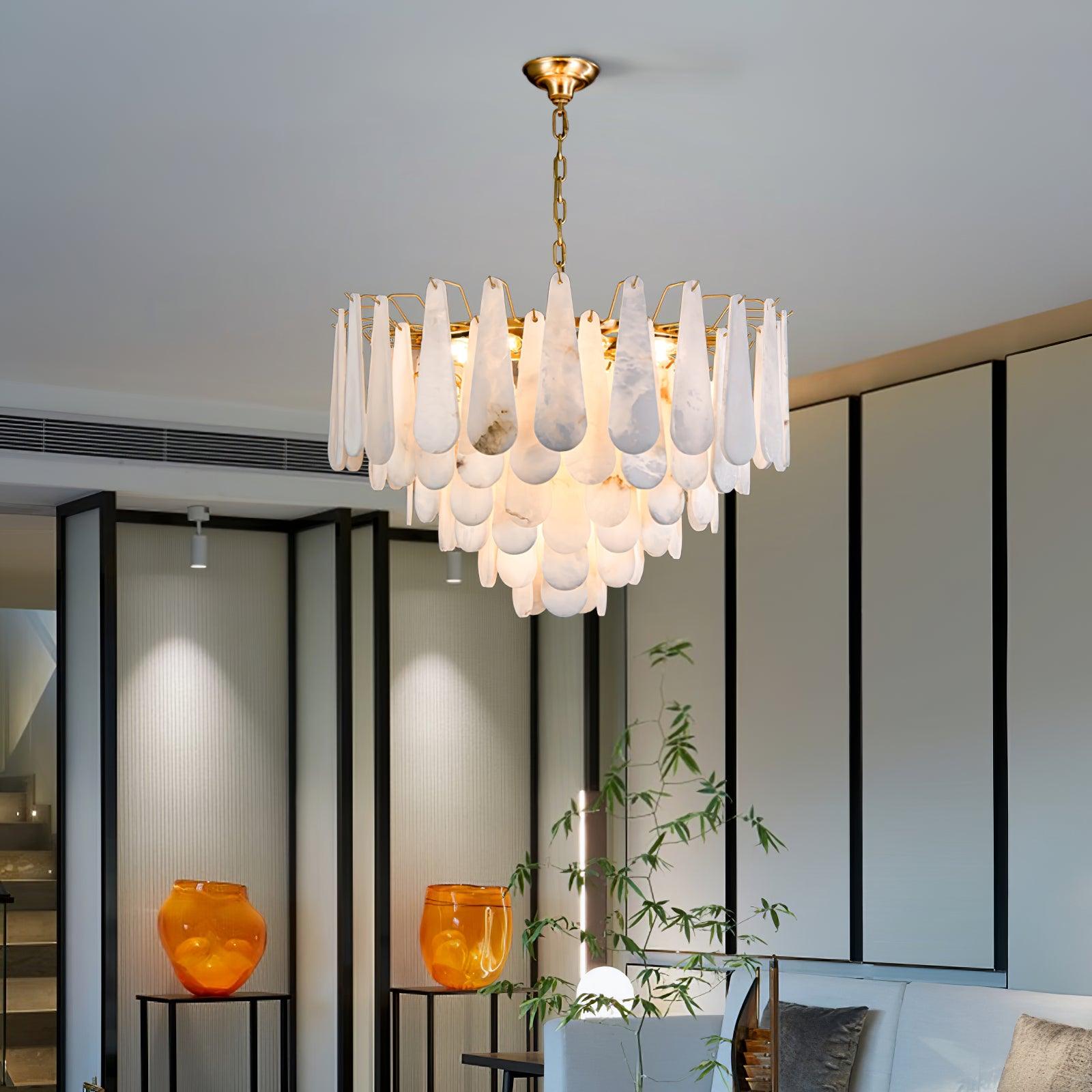 Ucararae Teardrop Alabaster Chandelier - Blowlighting