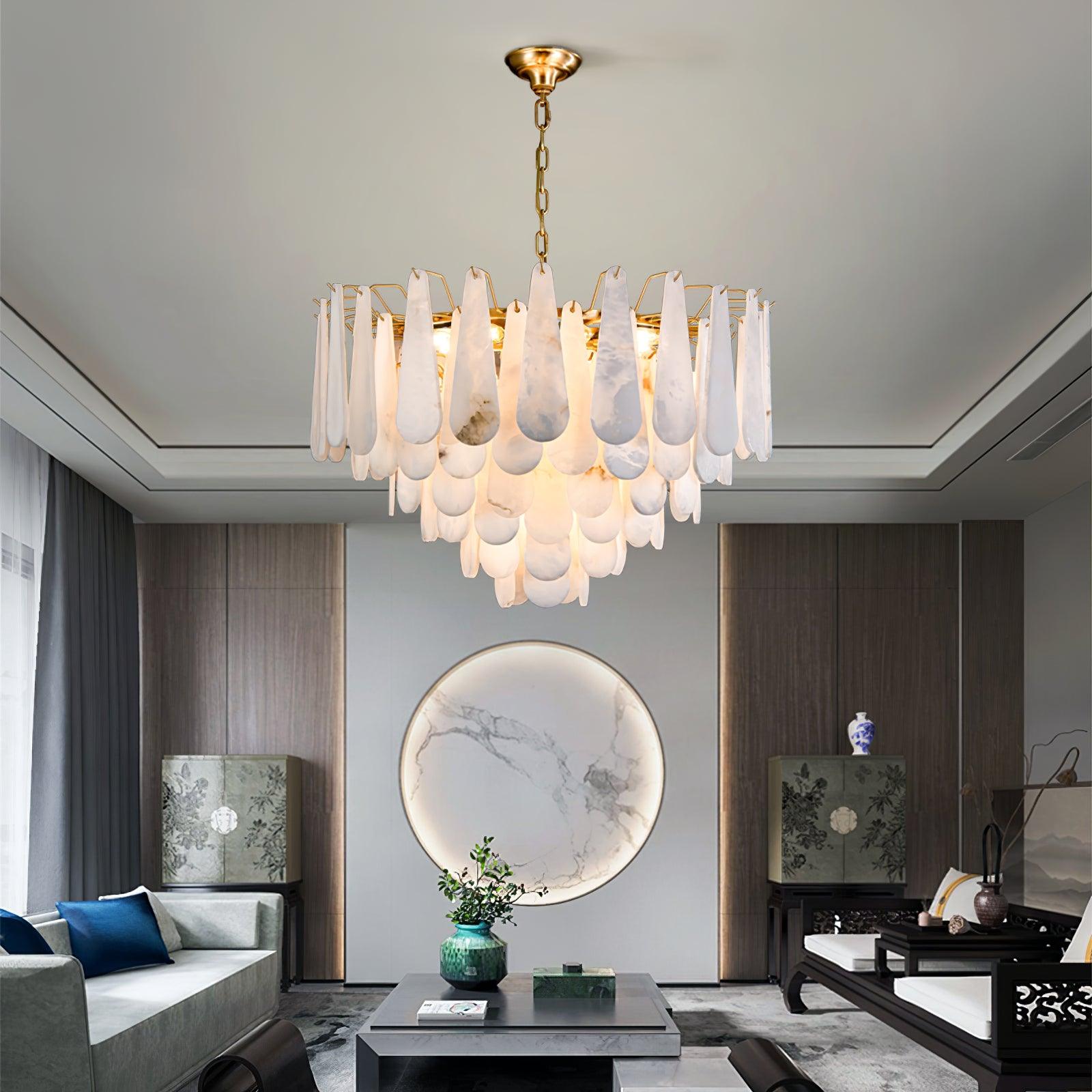 Ucararae Teardrop Alabaster Chandelier - Blowlighting