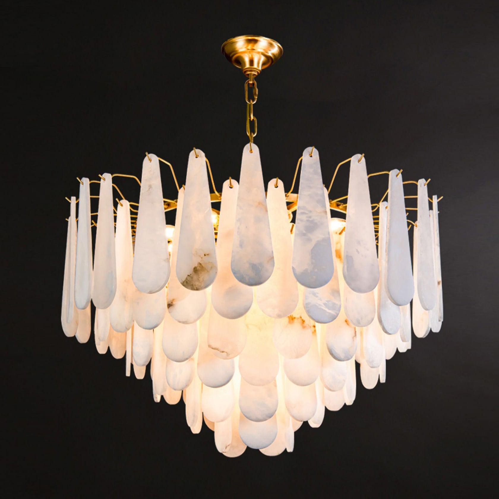 Ucararae Teardrop Alabaster Chandelier - Blowlighting
