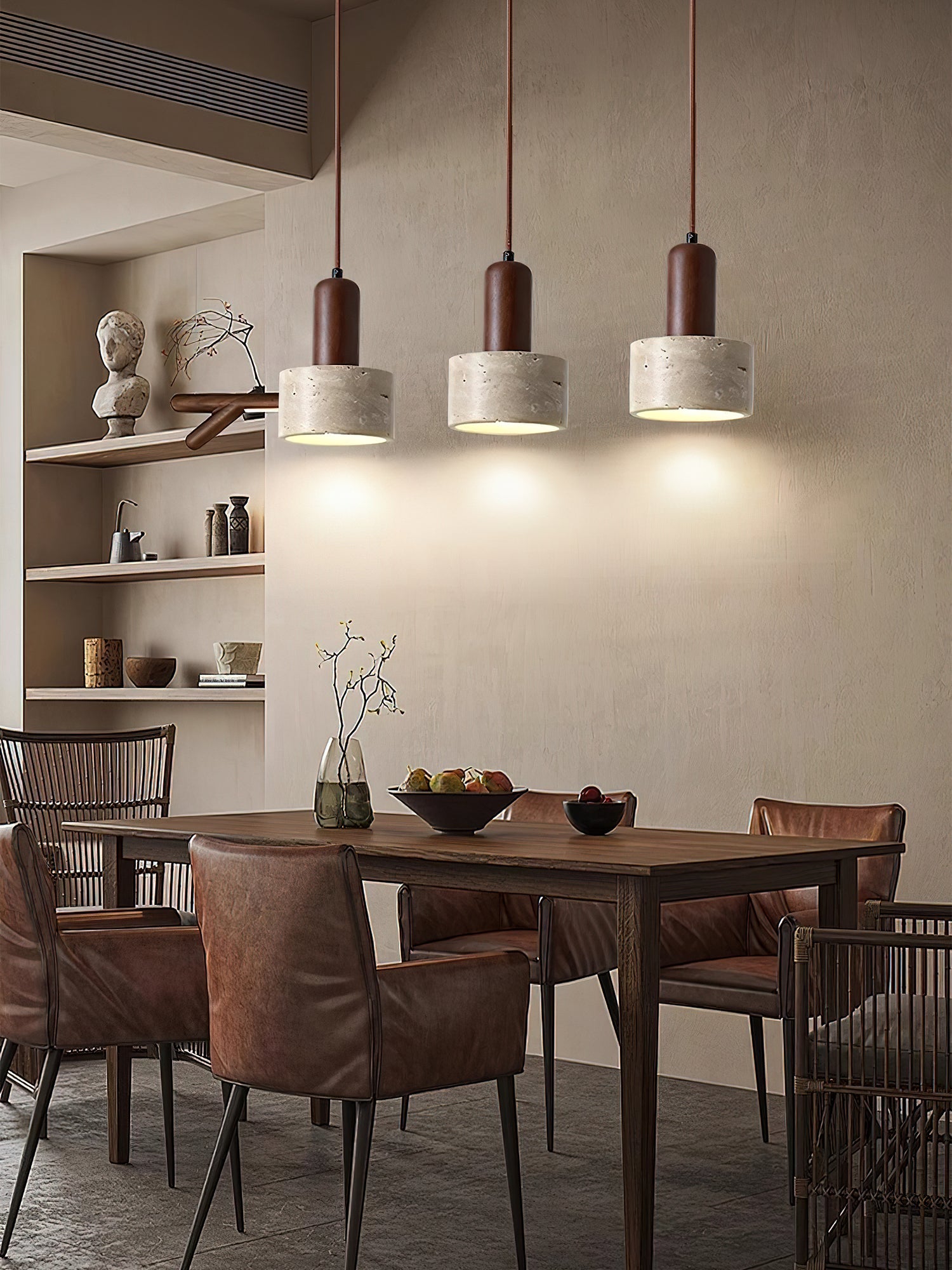 Ilshaa Dual-Material Travertine Pendant Light - Blowlighting