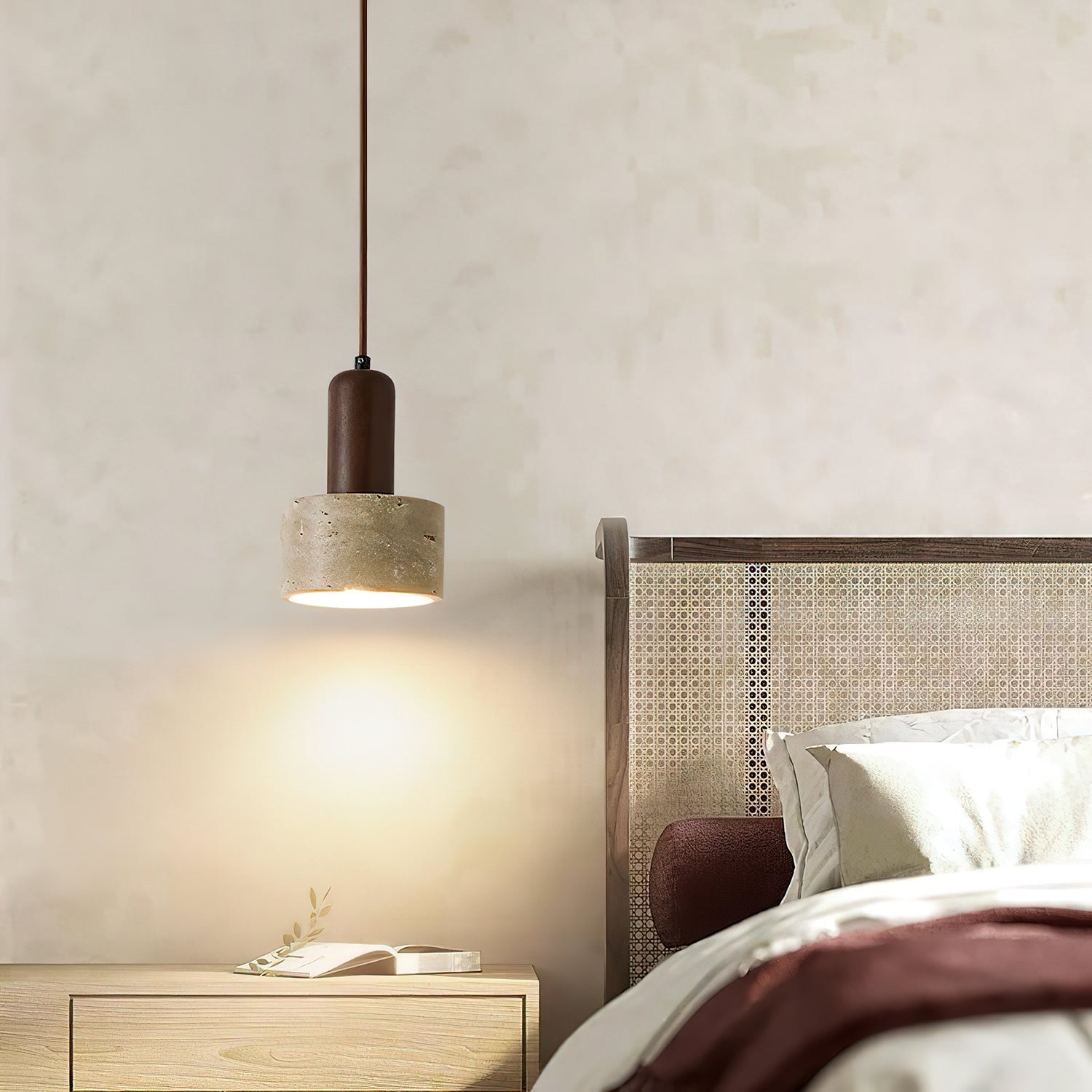 Ilshaa Dual-Material Travertine Pendant Light - Blowlighting