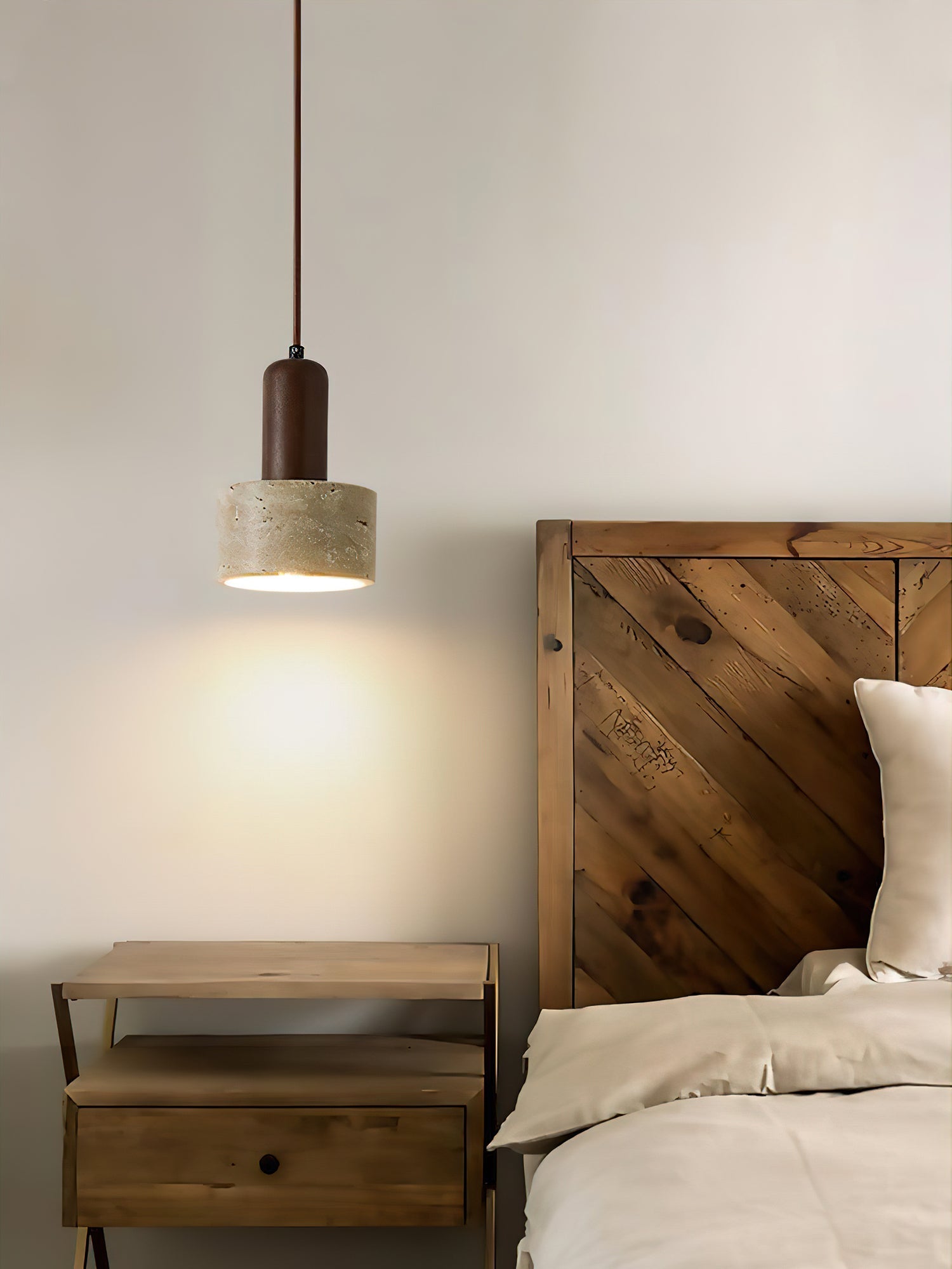 Ilshaa Dual-Material Travertine Pendant Light - Blowlighting