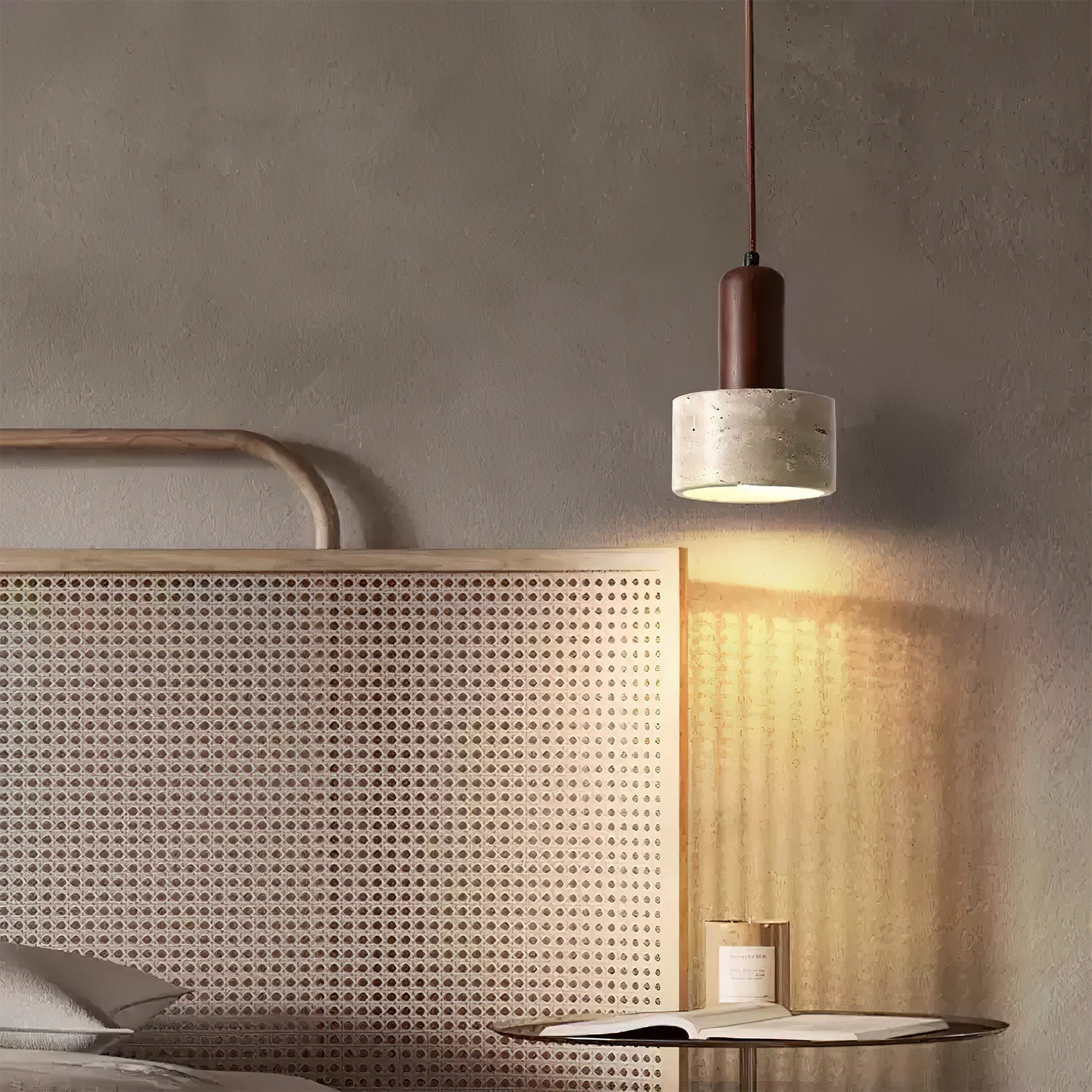 Ilshaa Dual-Material Travertine Pendant Light - Blowlighting
