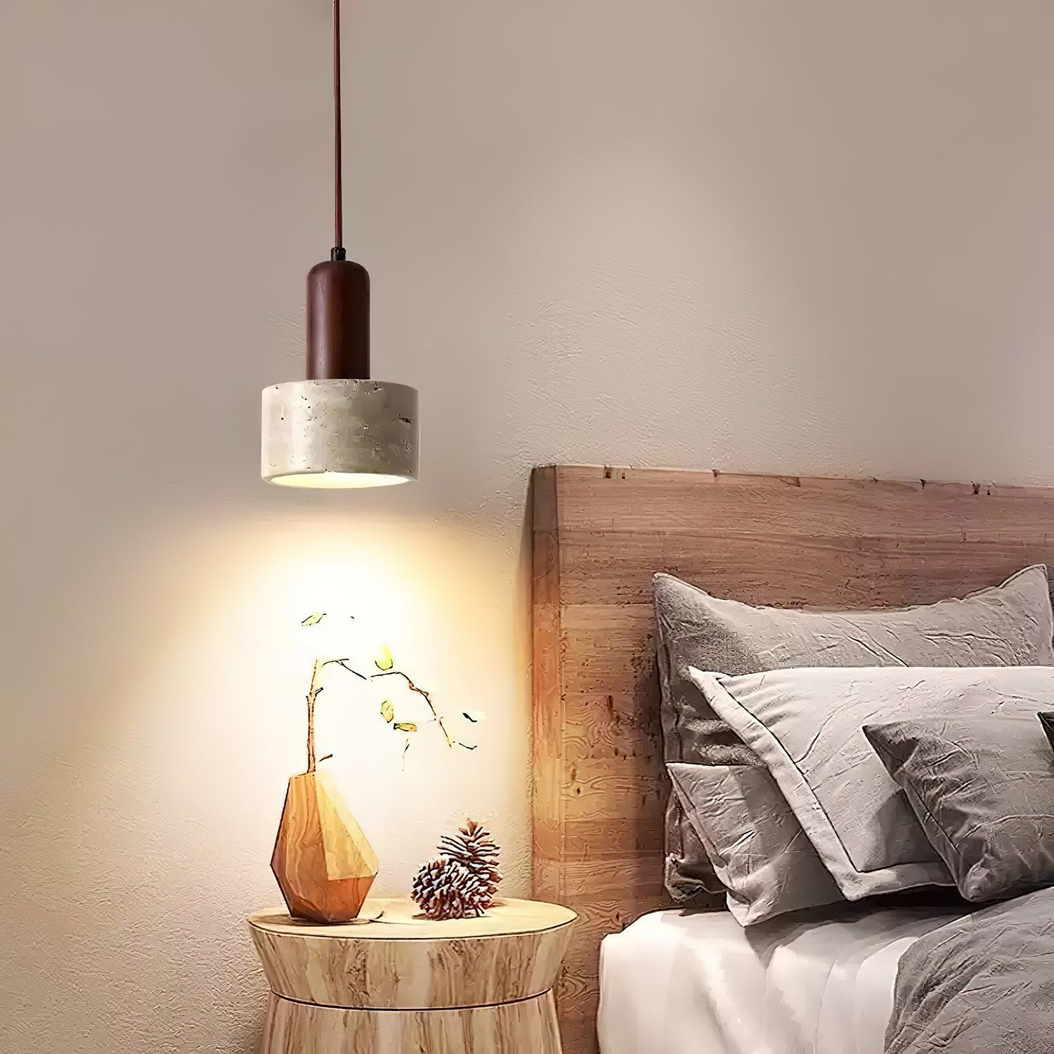 Ilshaa Dual-Material Travertine Pendant Light - Blowlighting