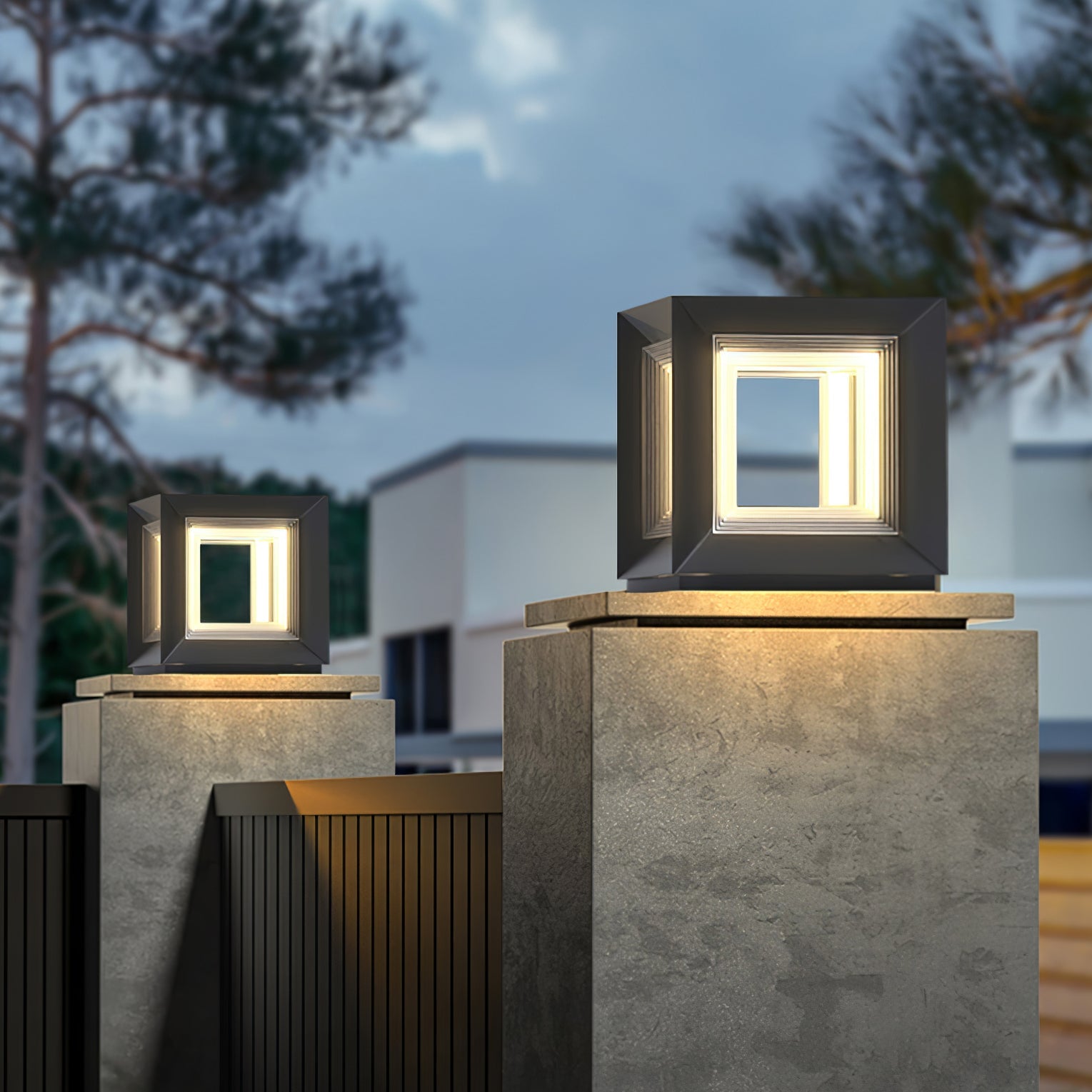 Light Cube Outdoor Post Light - Blowlighting