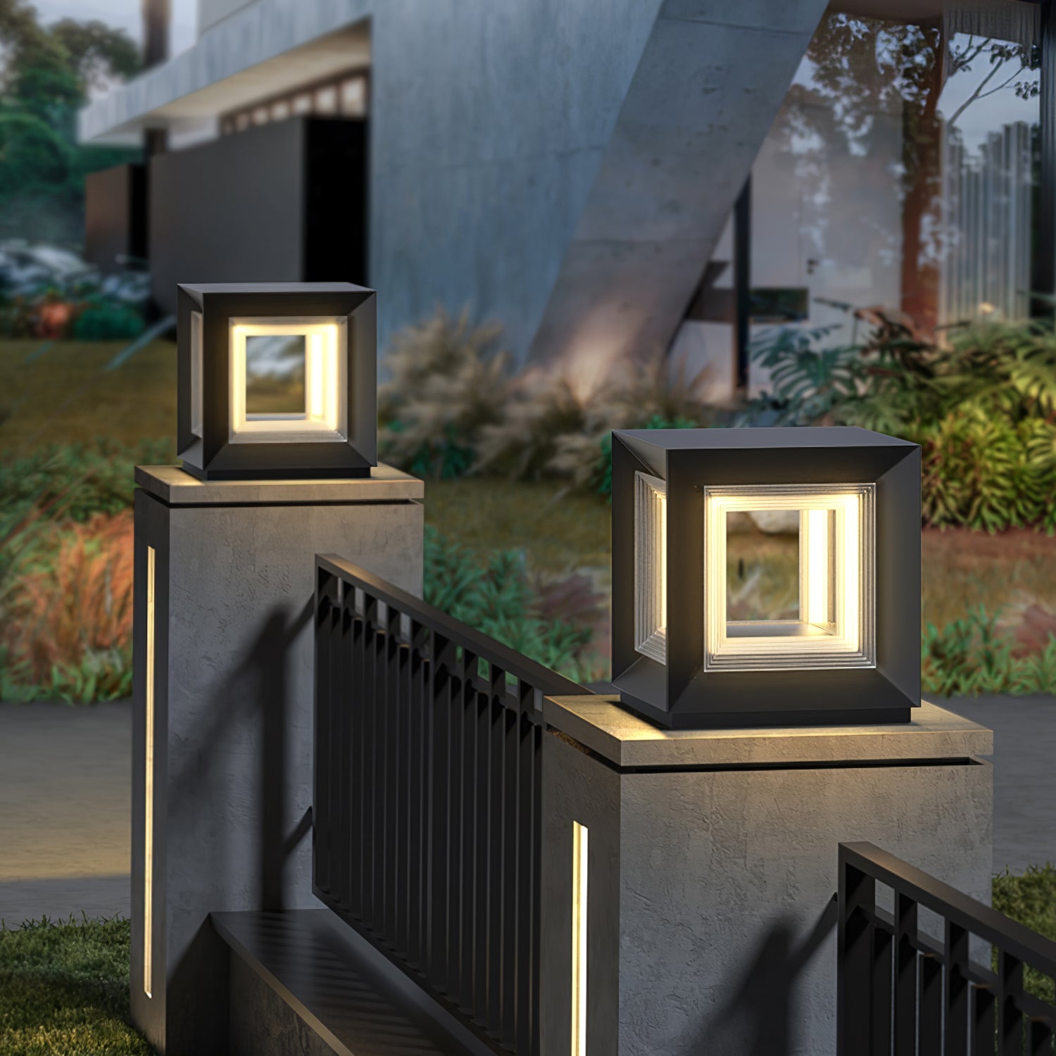 Light Cube Outdoor Post Light - Blowlighting