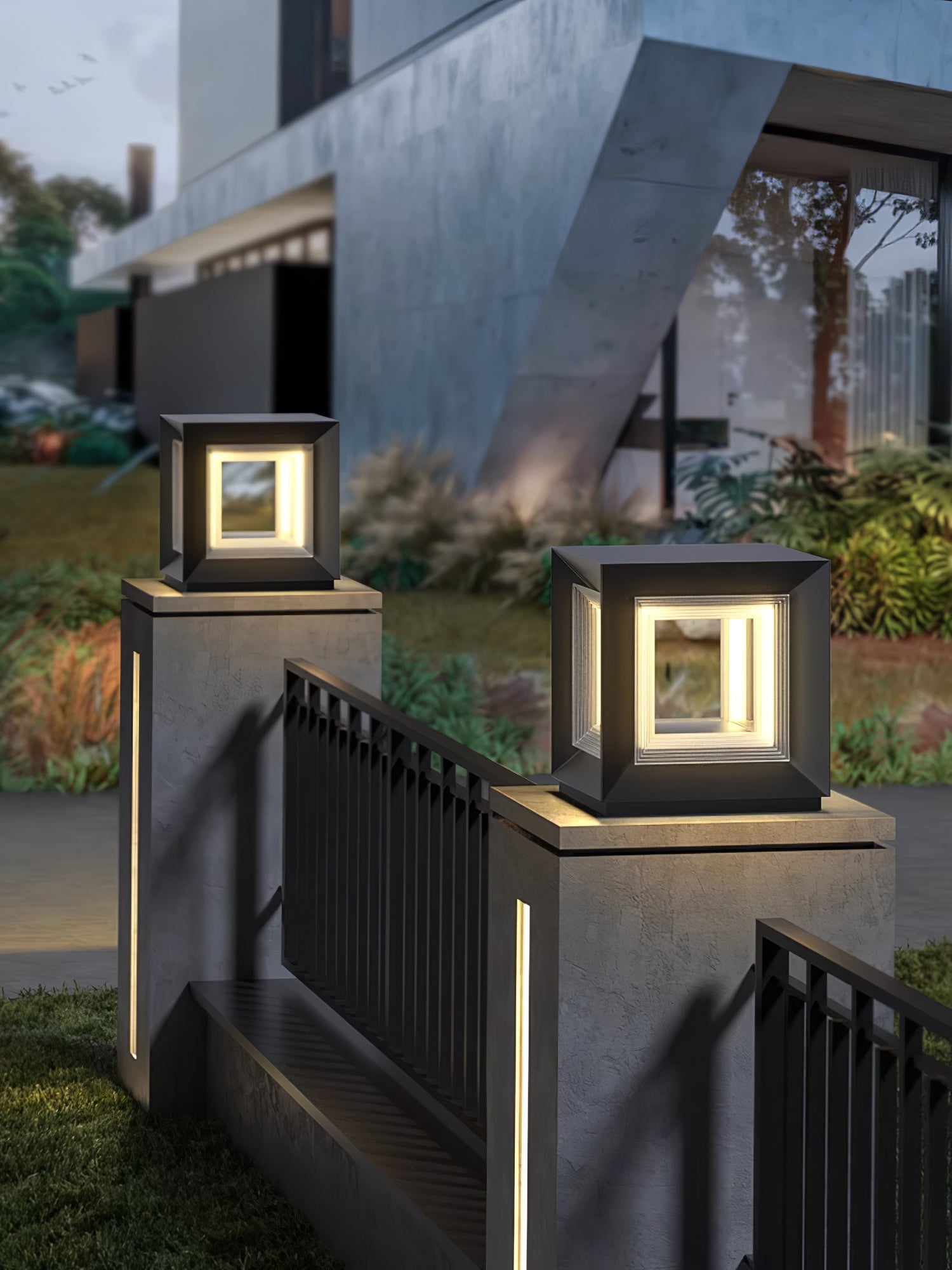Light Cube Outdoor Post Light - Blowlighting