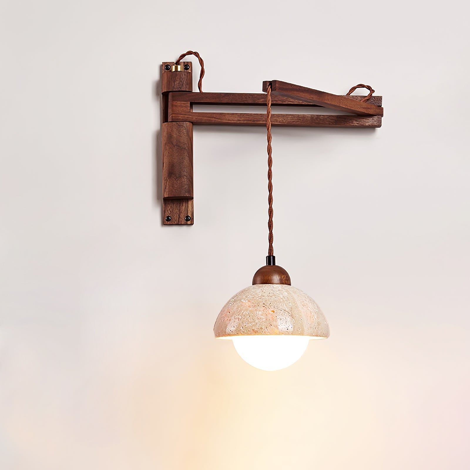 Fossil Travertine Swing Arm Wall Lamp Plug-in - Blowlighting