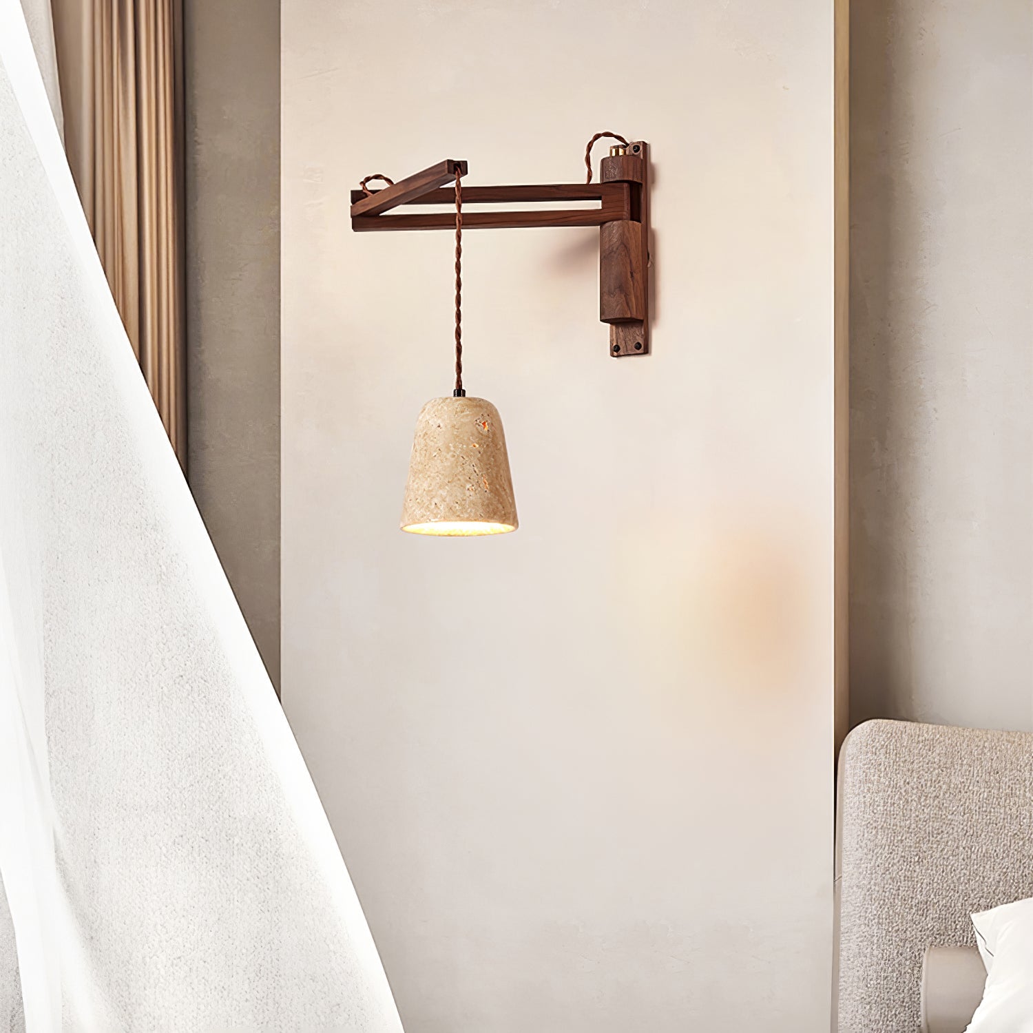 Fossil Travertine Swing Arm Wall Lamp Plug-in - Blowlighting