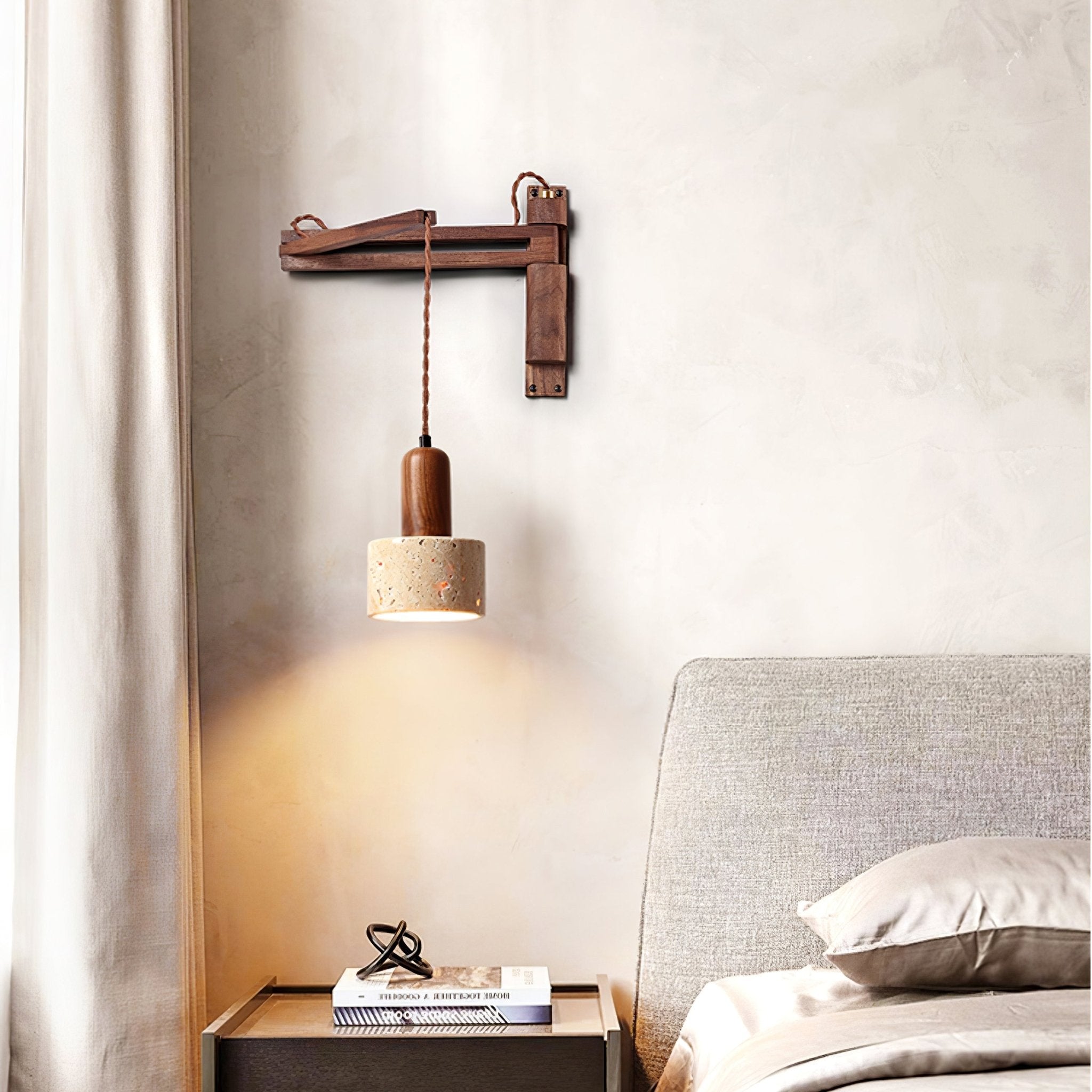 Fossil Travertine Swing Arm Wall Lamp Plug-in - Blowlighting