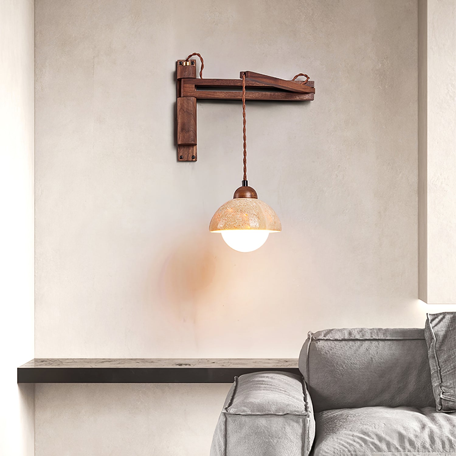 Fossil Travertine Swing Arm Wall Lamp Plug-in - Blowlighting