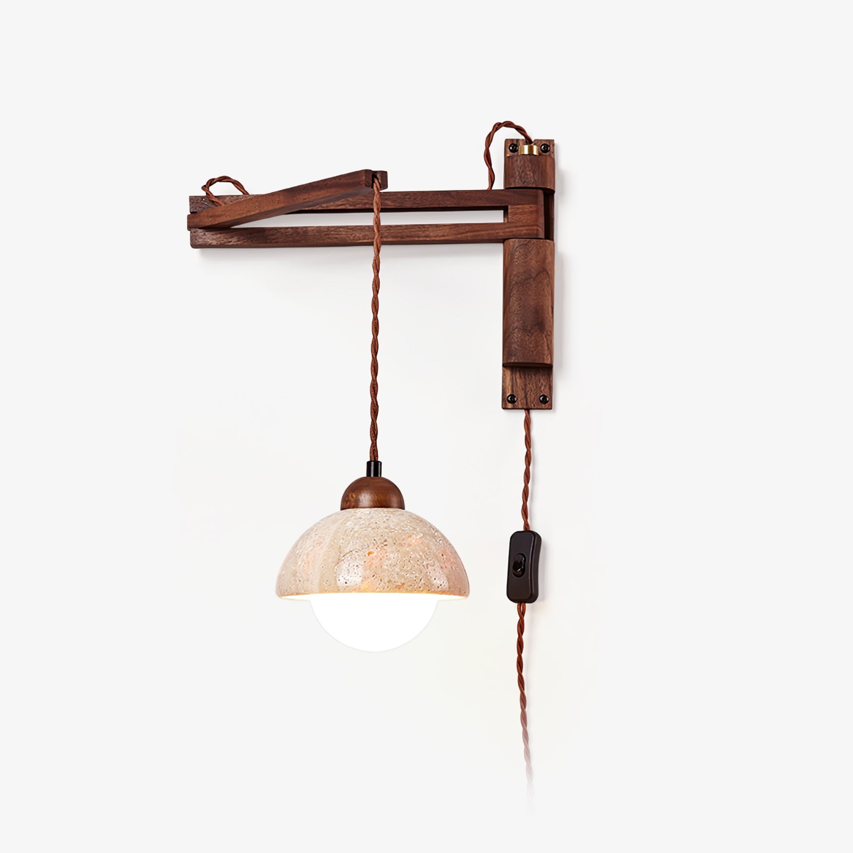Fossil Travertine Swing Arm Wall Lamp Plug-in - Blowlighting