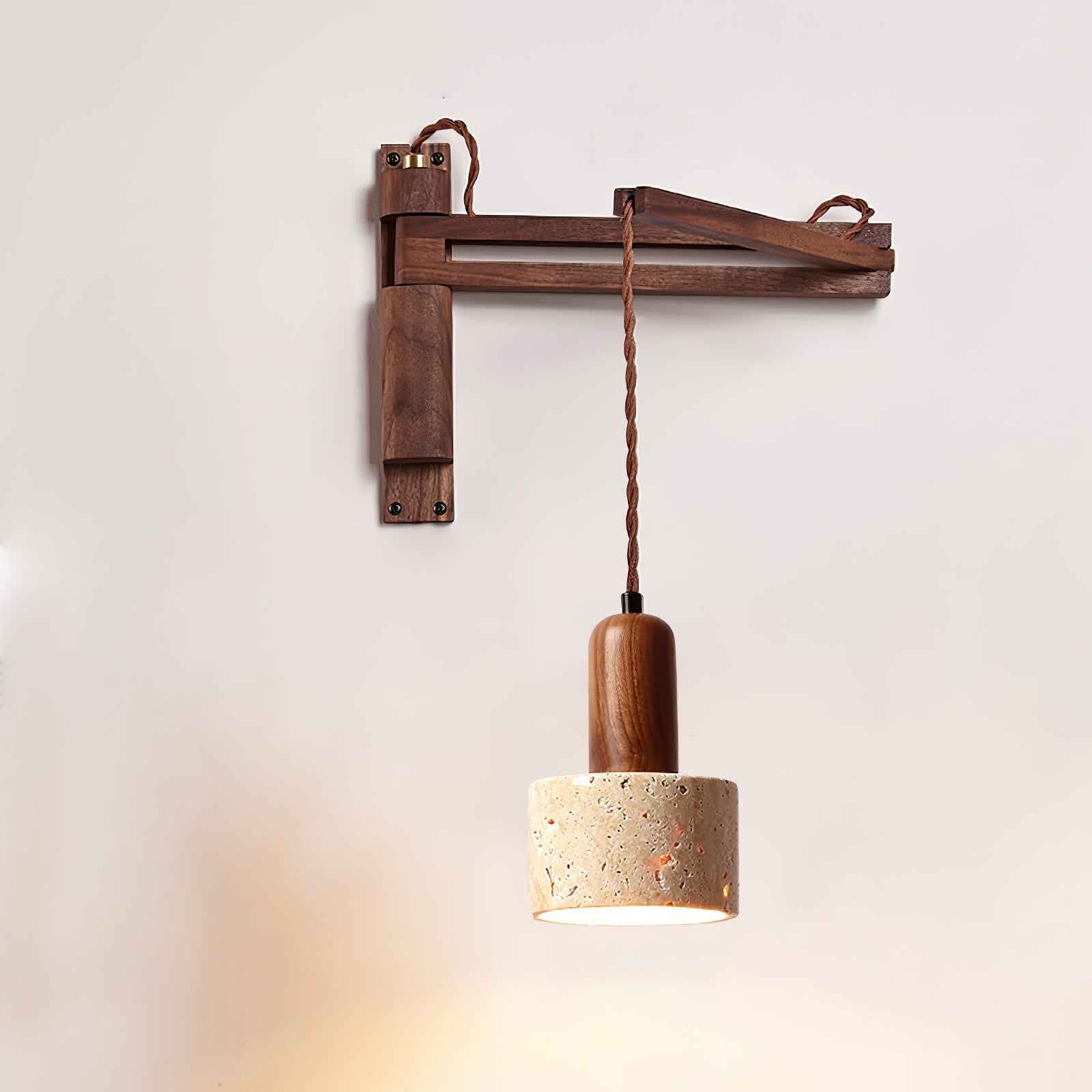 Fossil Travertine Swing Arm Wall Lamp Plug-in - Blowlighting