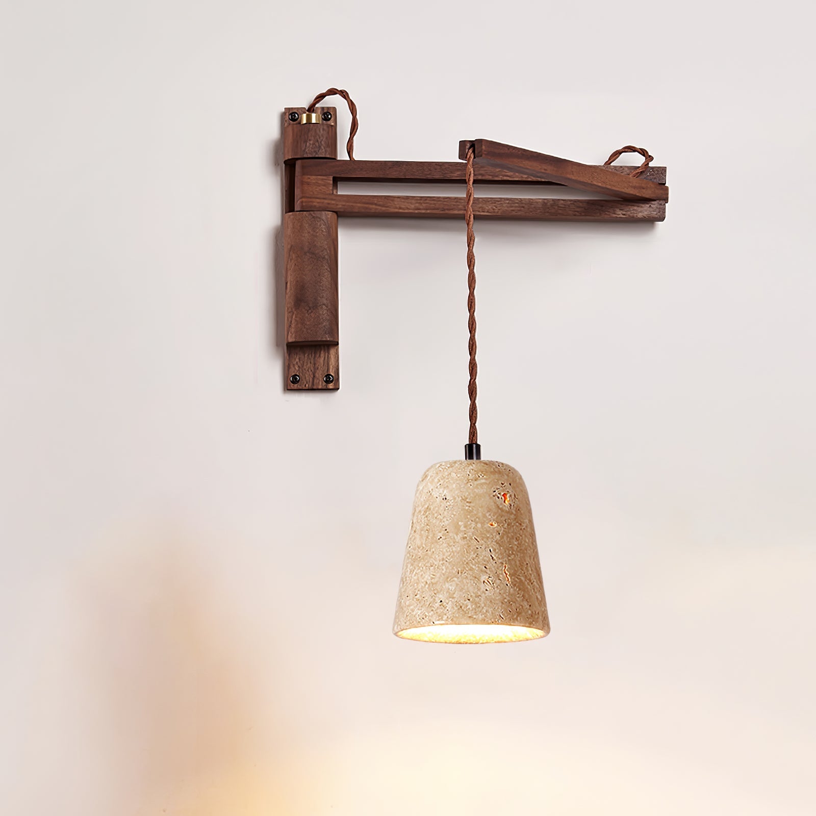 Fossil Travertine Swing Arm Wall Lamp Plug-in - Blowlighting