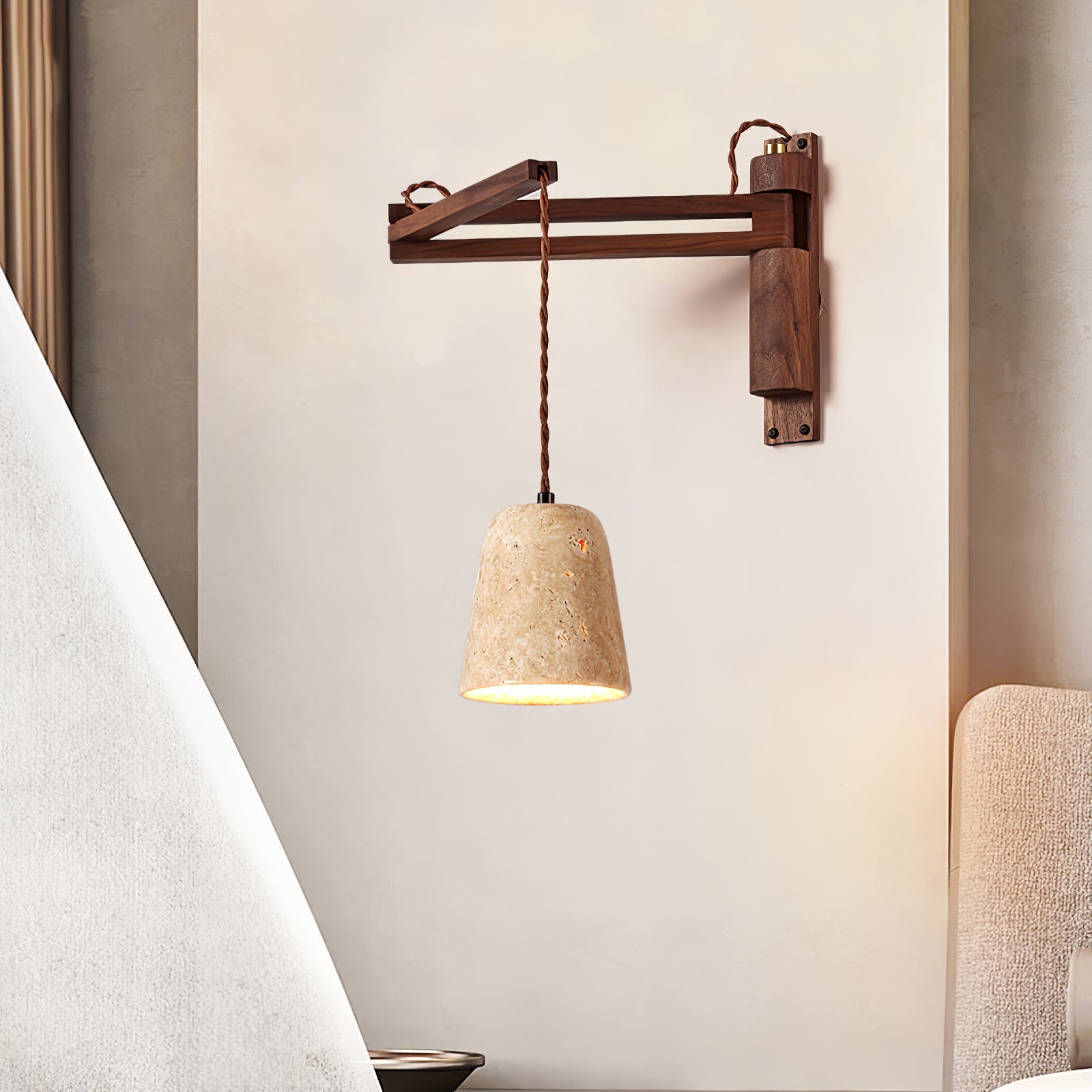 Fossil Travertine Swing Arm Wall Lamp Plug-in - Blowlighting