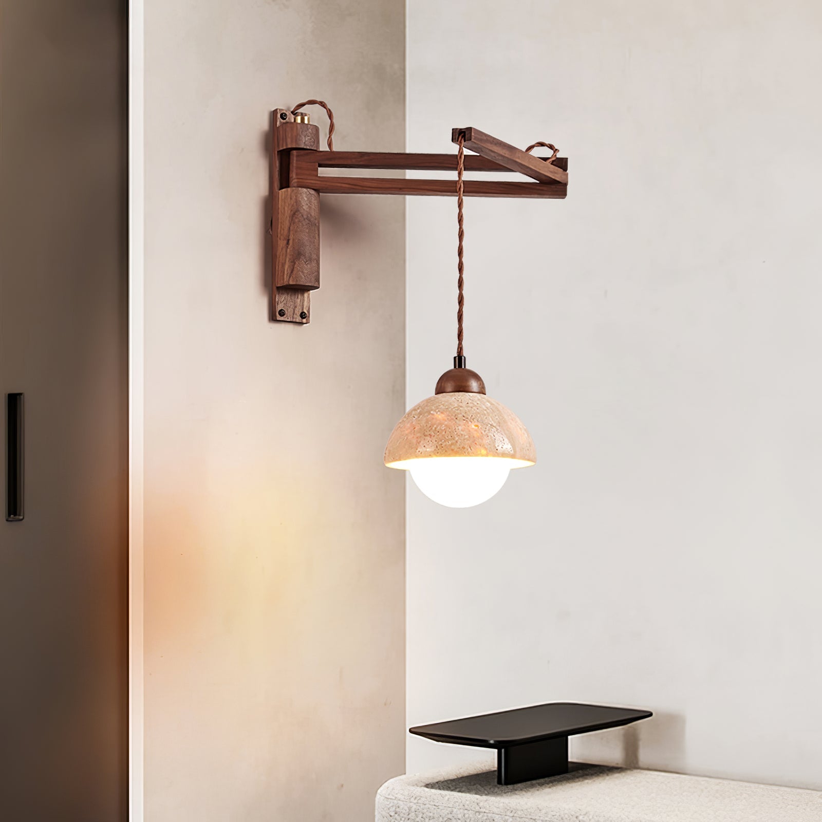 Fossil Travertine Swing Arm Wall Lamp Plug-in - Blowlighting
