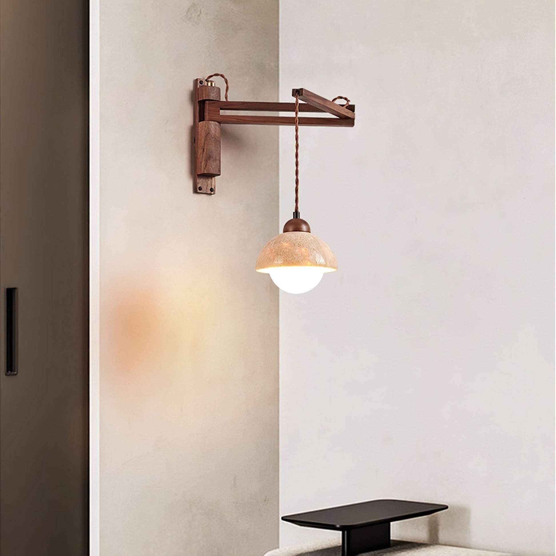 Fossil Travertine Swing Arm Wall Lamp Plug-in - Blowlighting