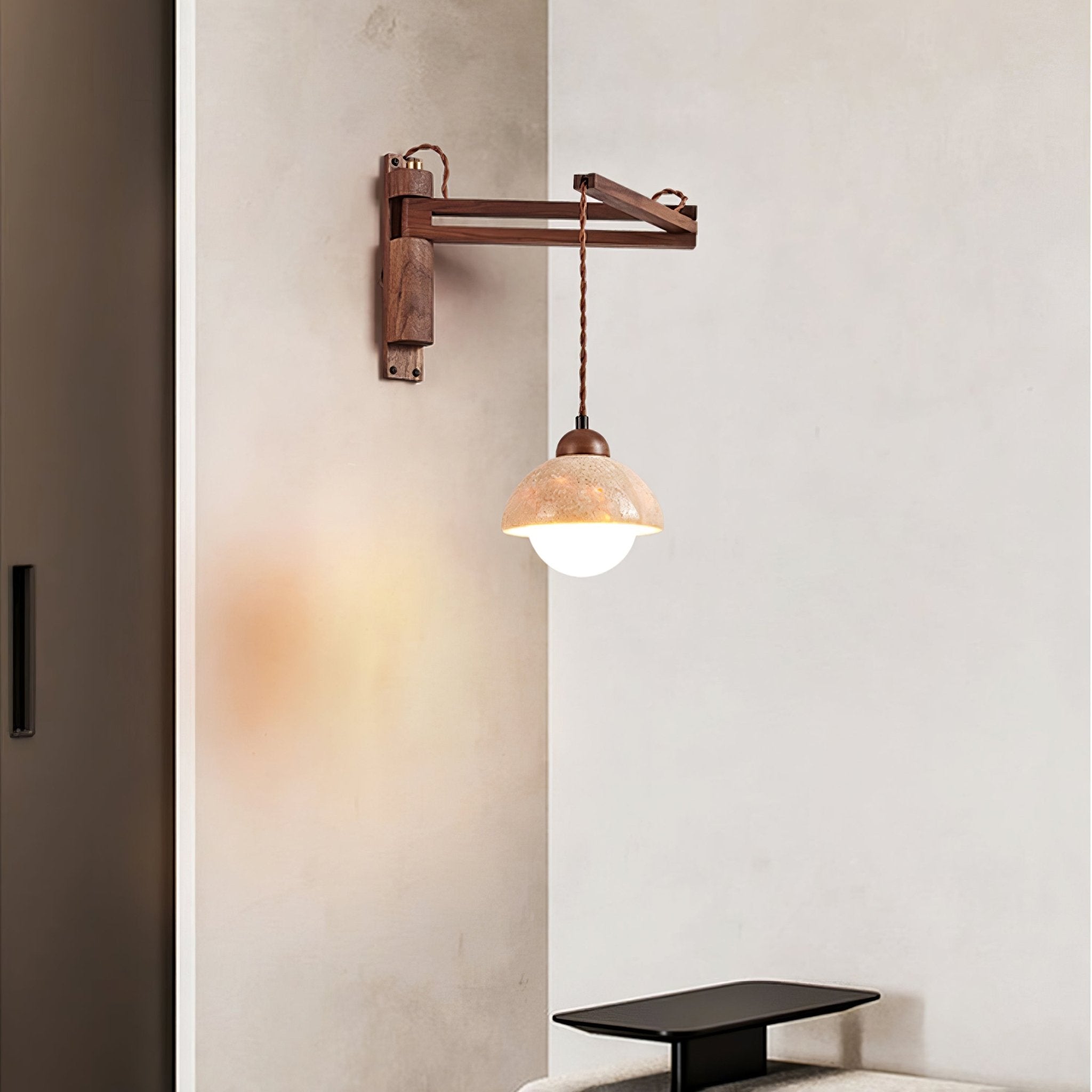 Fossil Travertine Swing Arm Wall Lamp Plug-in - Blowlighting