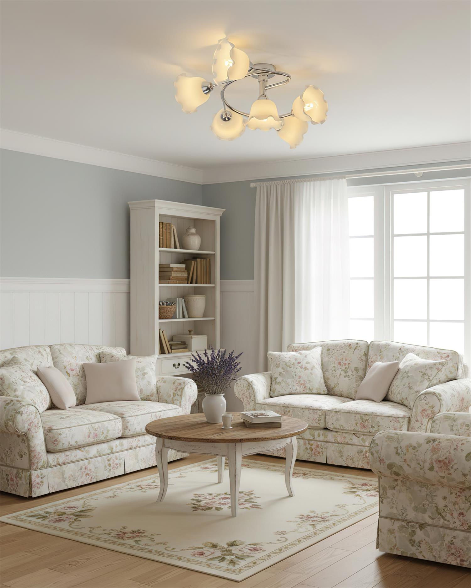 Lily Natural Glass Cascade Ceiling Light