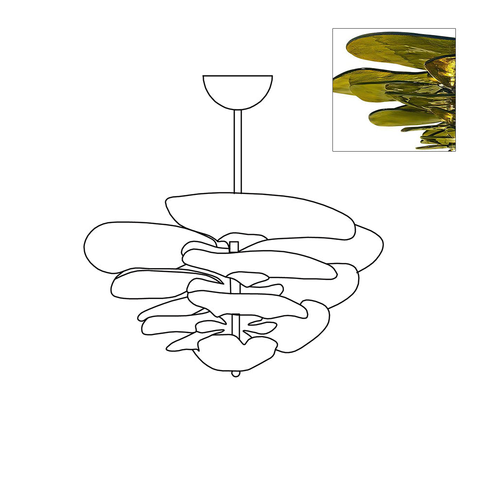 Aurora Chandelier Gold Murano Glass Petal Luxury - Blowlighting