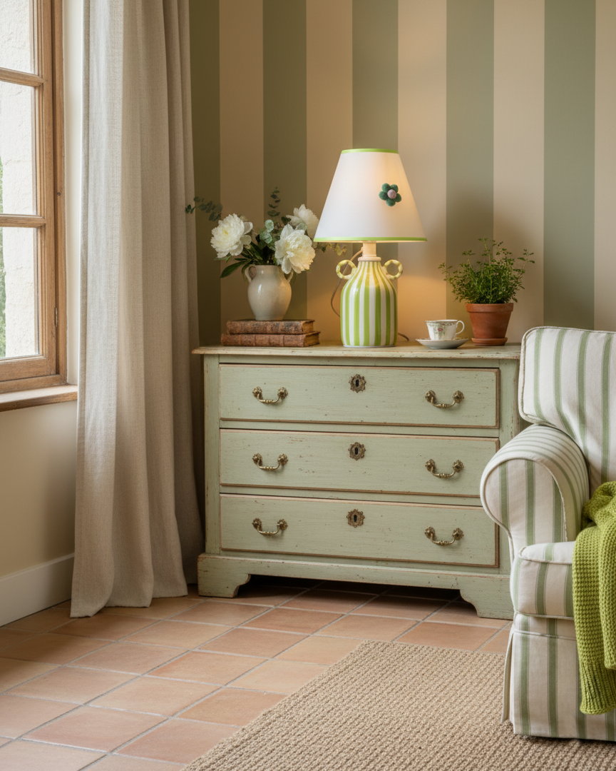 Lime Modern Ceramics Twirl Table Light