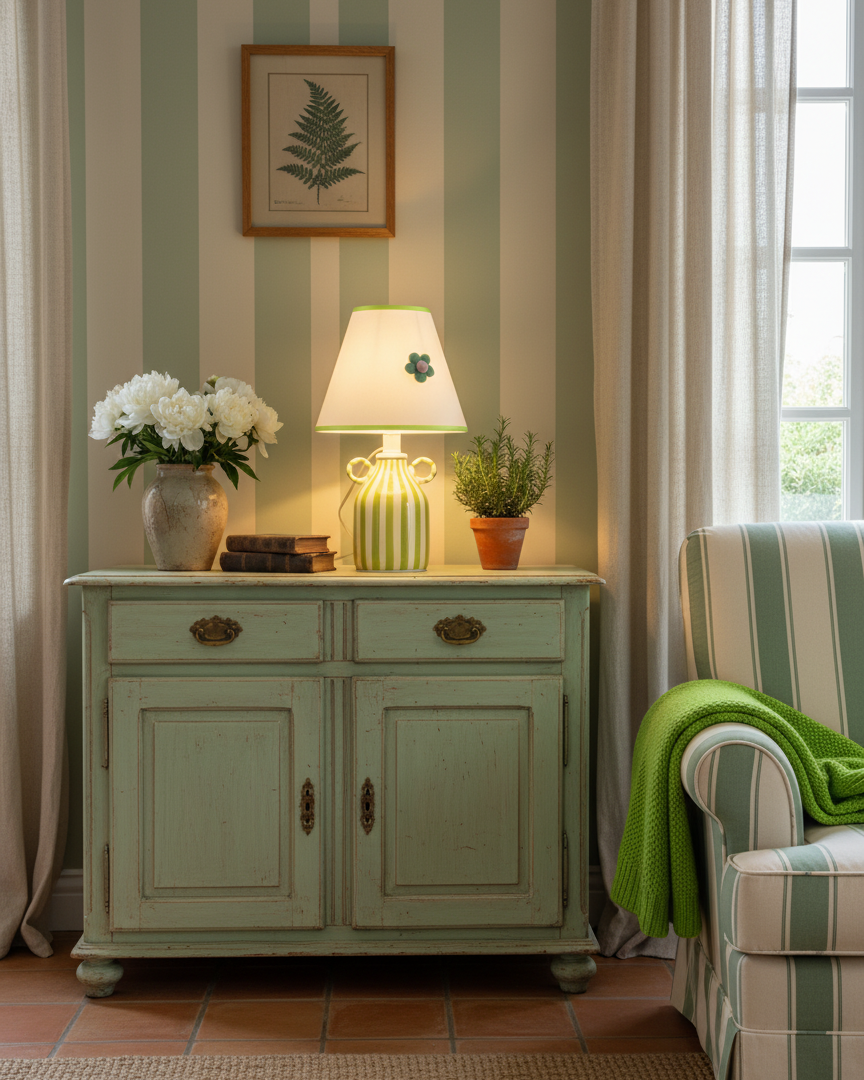 Lime Modern Ceramics Twirl Table Light