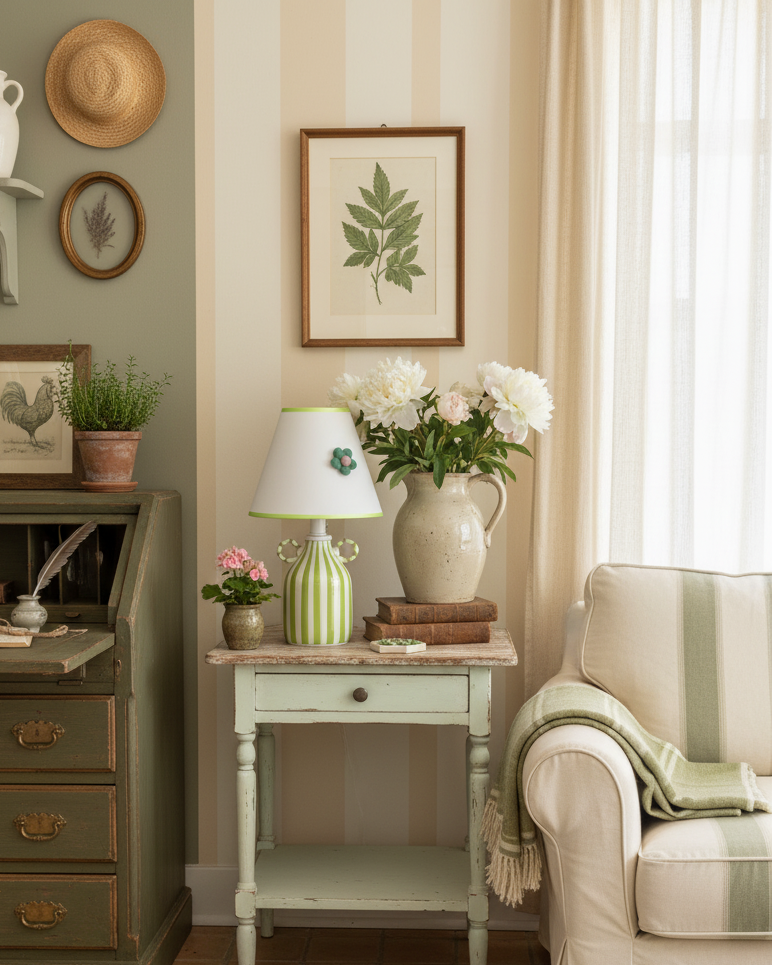 Lime Modern Ceramics Twirl Table Light