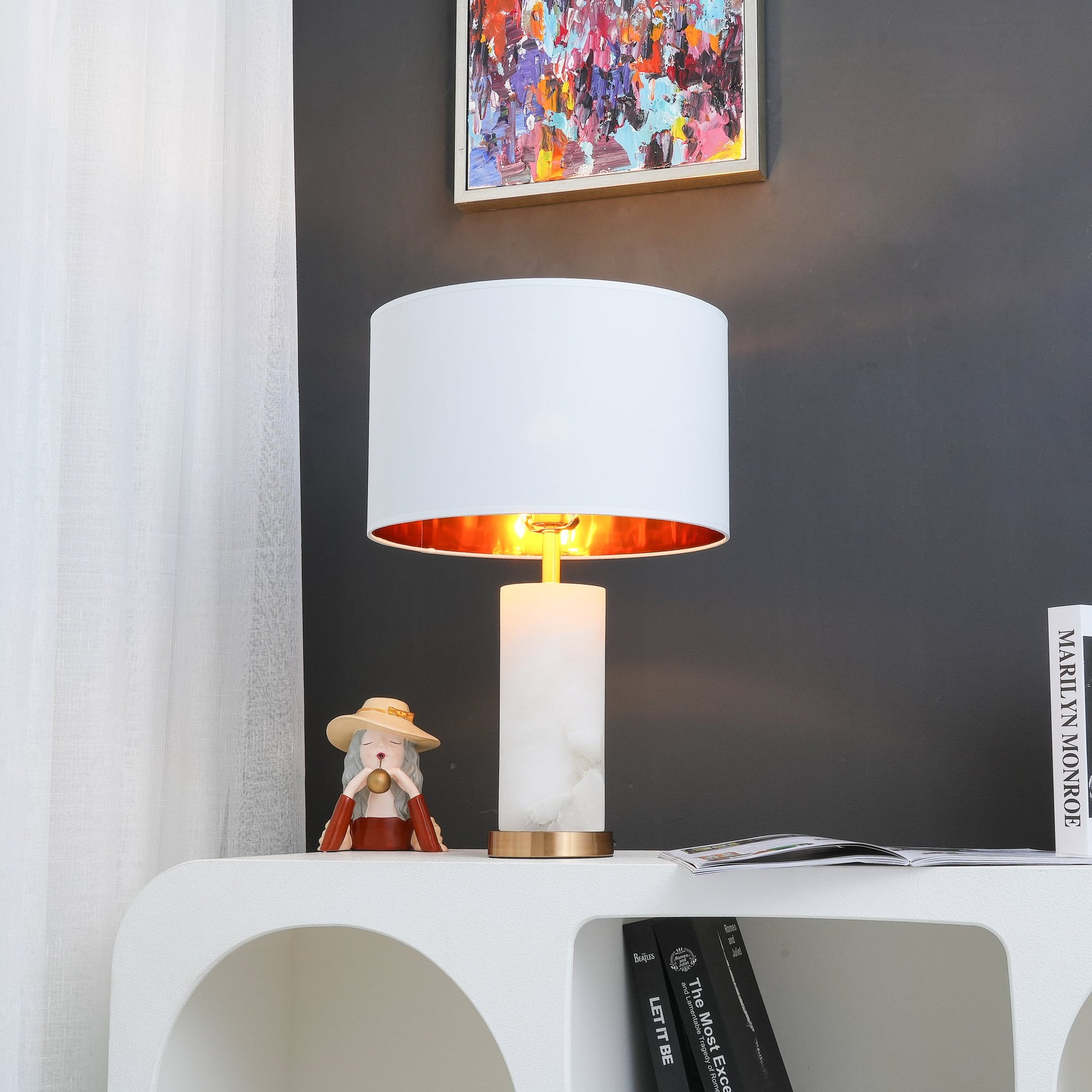 Zosilis Cylindrical Alabaster Table Lamp - Blowlighting