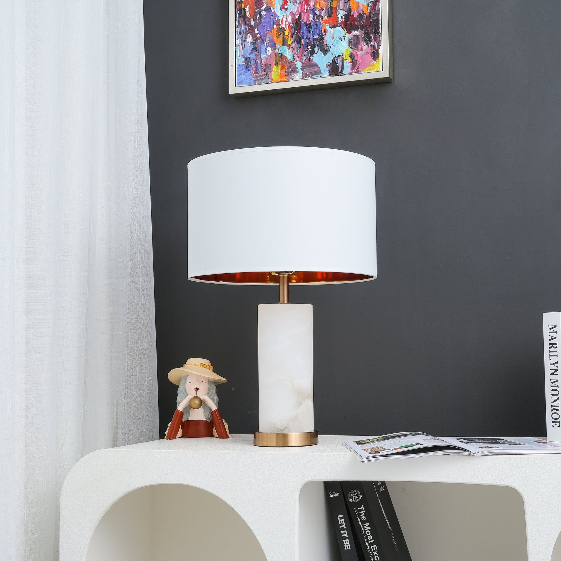 Zosilis Cylindrical Alabaster Table Lamp - Blowlighting