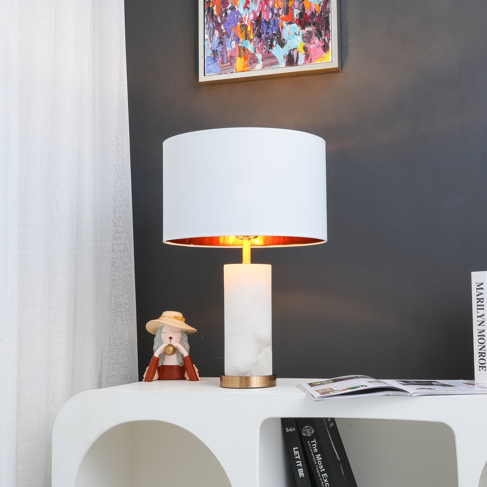 Zosilis Cylindrical Alabaster Table Lamp - Blowlighting