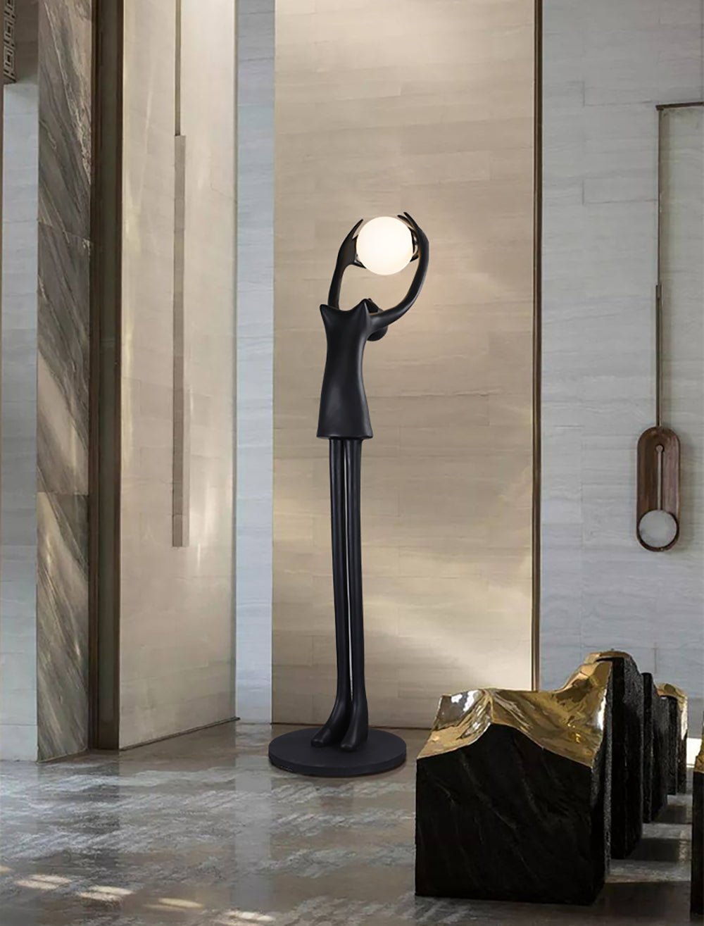 Lynorel Figurative Black Metal Floor Lamp - Blowlighting