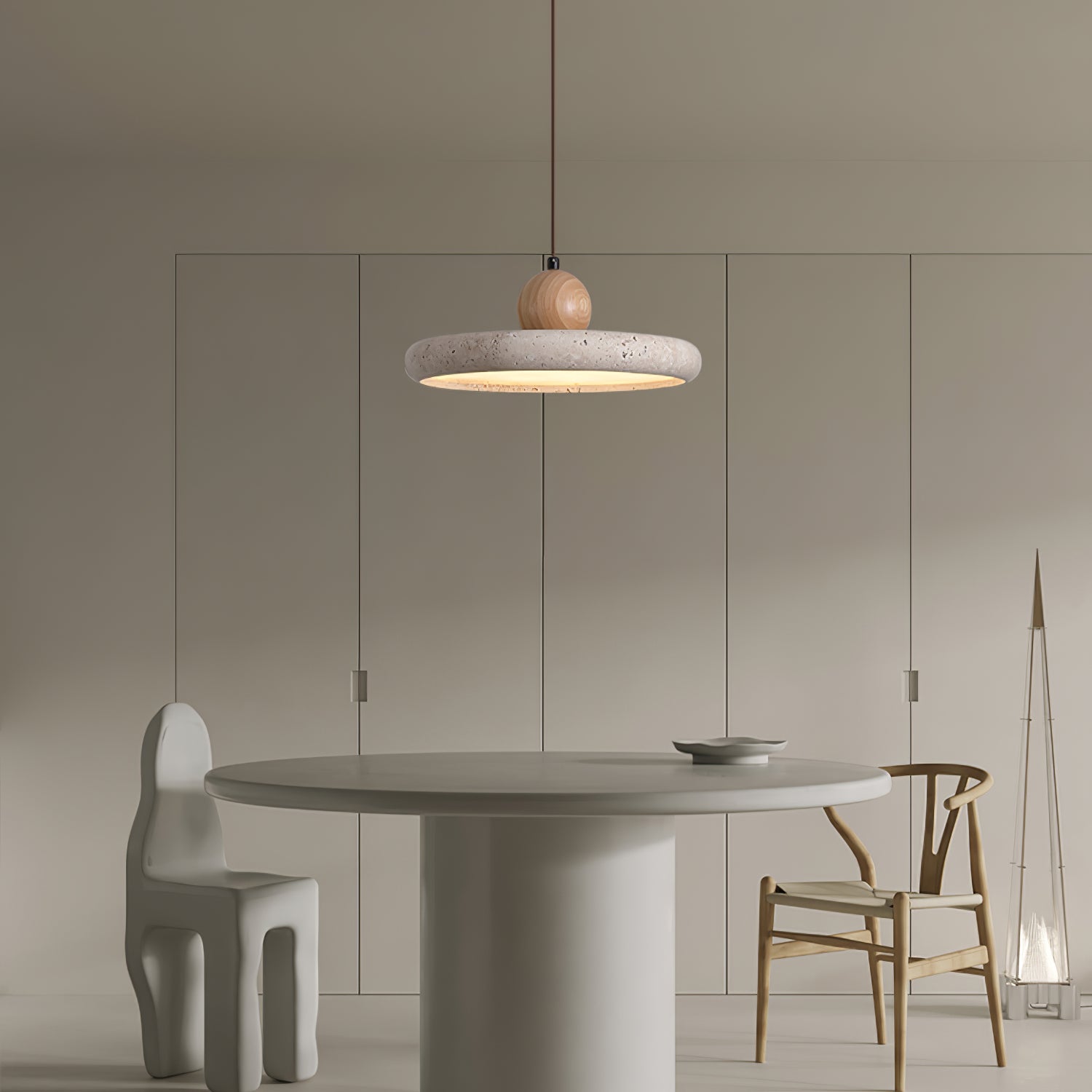 Covarel Minimalist Travertine Plug-In Pendant Light - Blowlighting