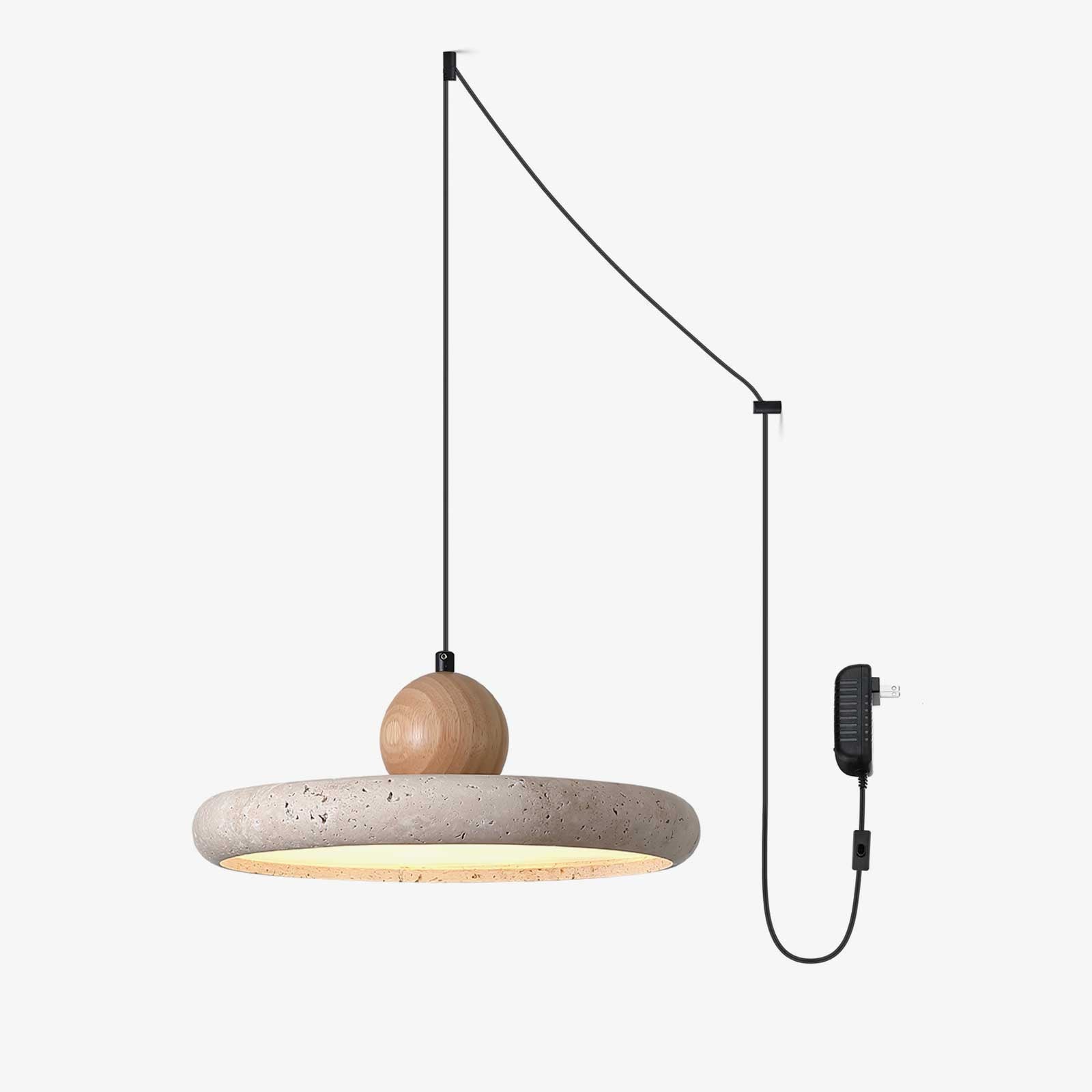 Covarel Minimalist Travertine Plug-In Pendant Light - Blowlighting