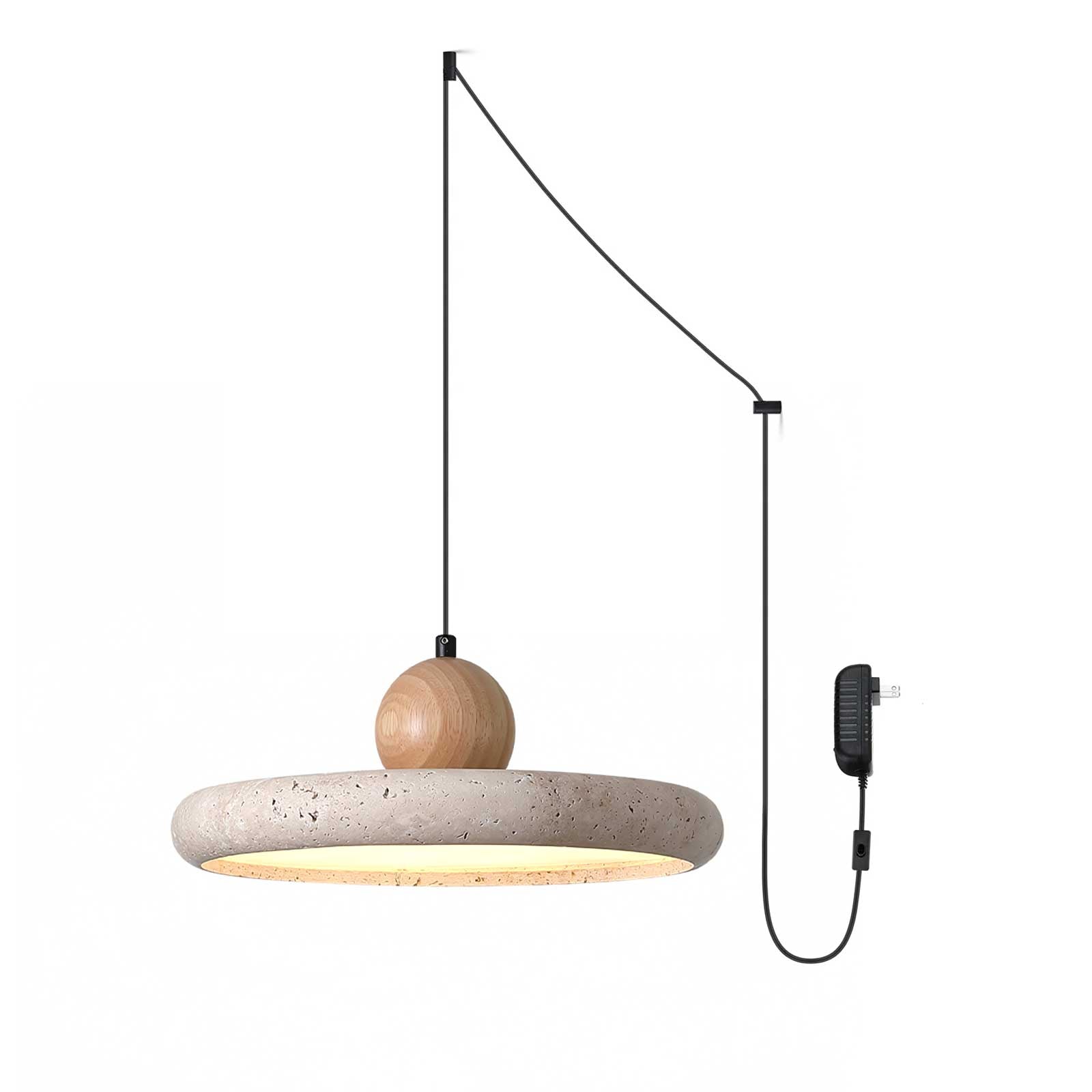 Covarel Minimalist Travertine Plug-In Pendant Light - Blowlighting