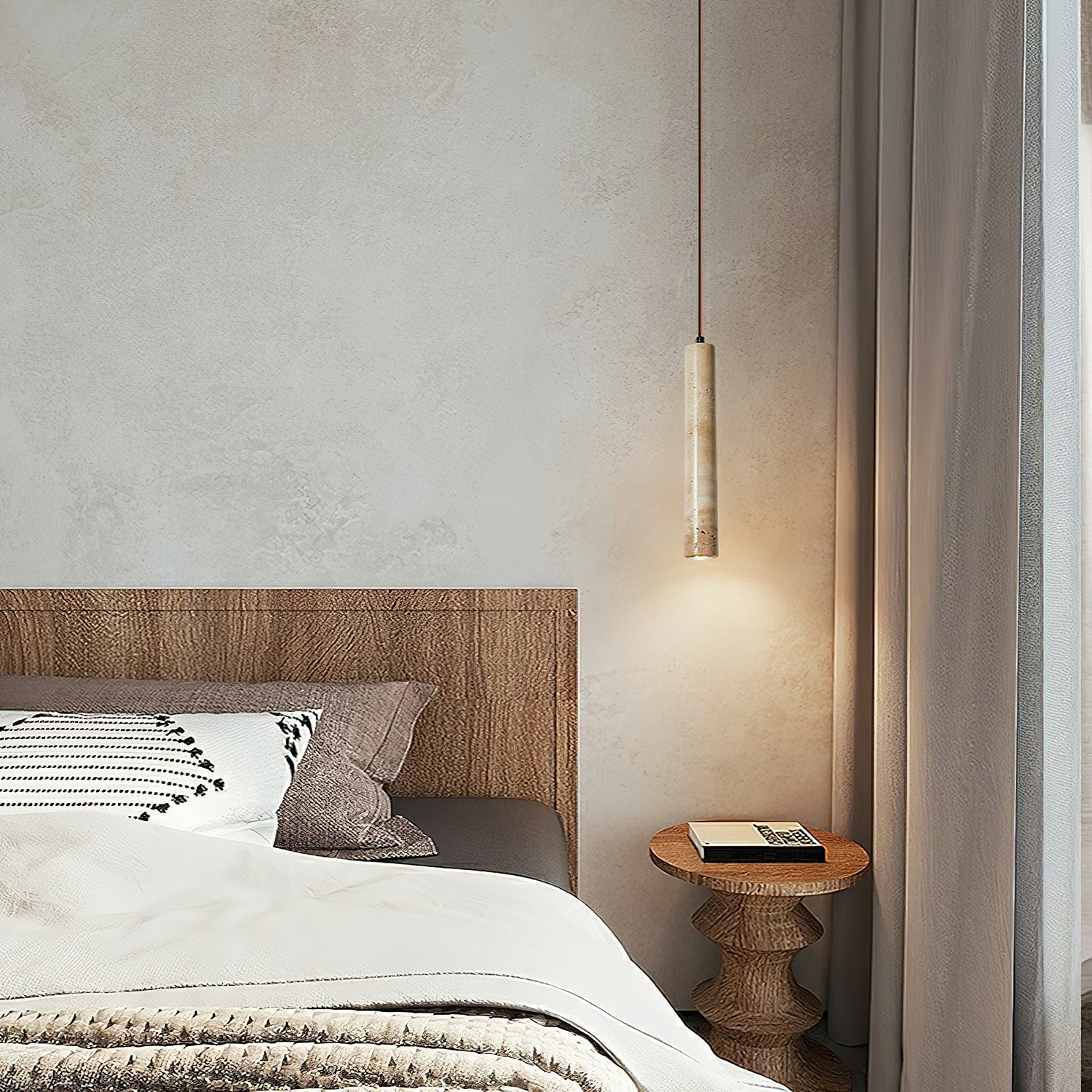 Olvynarae Cylindrical Travertine Pendant Light - Blowlighting