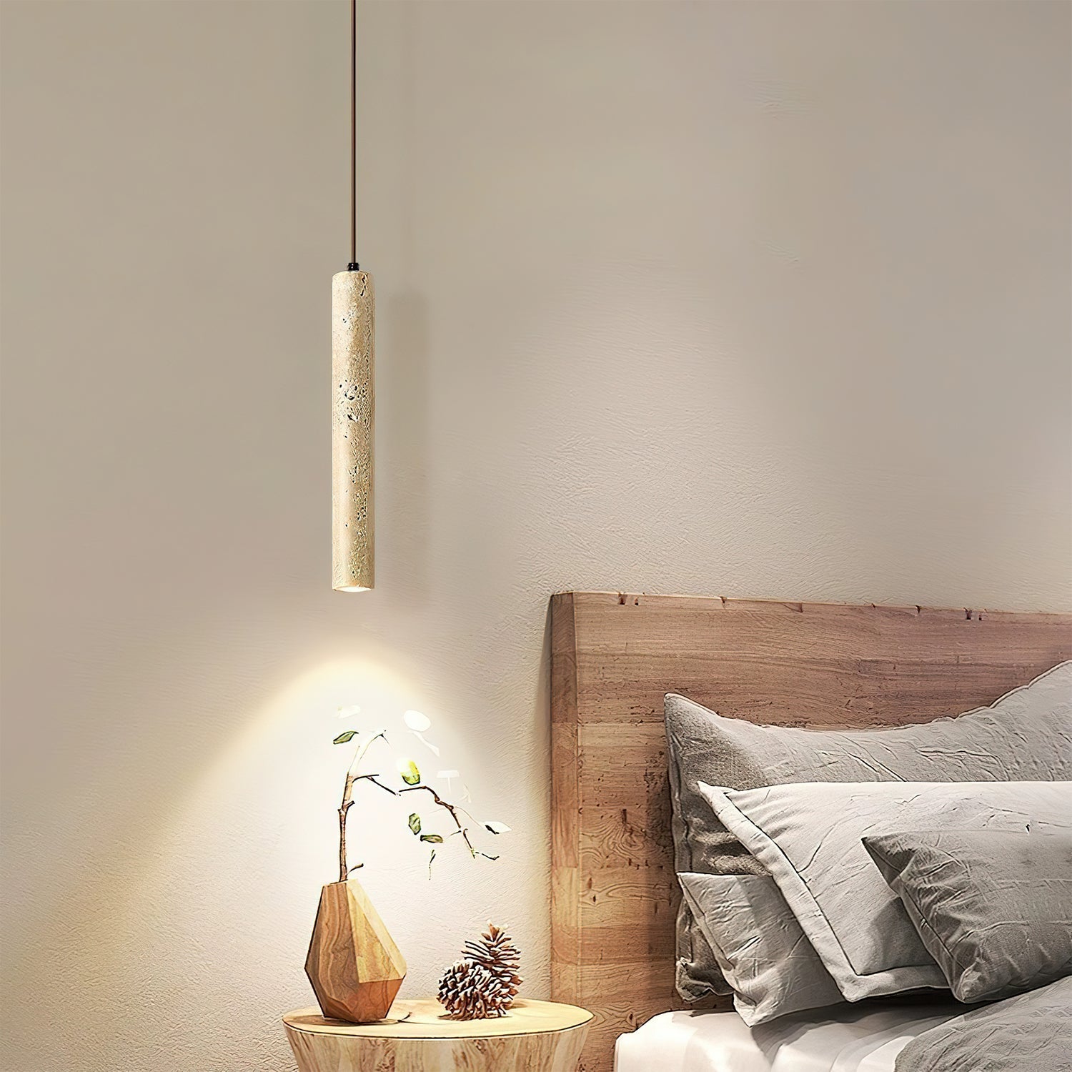 Olvynarae Cylindrical Travertine Pendant Light - Blowlighting