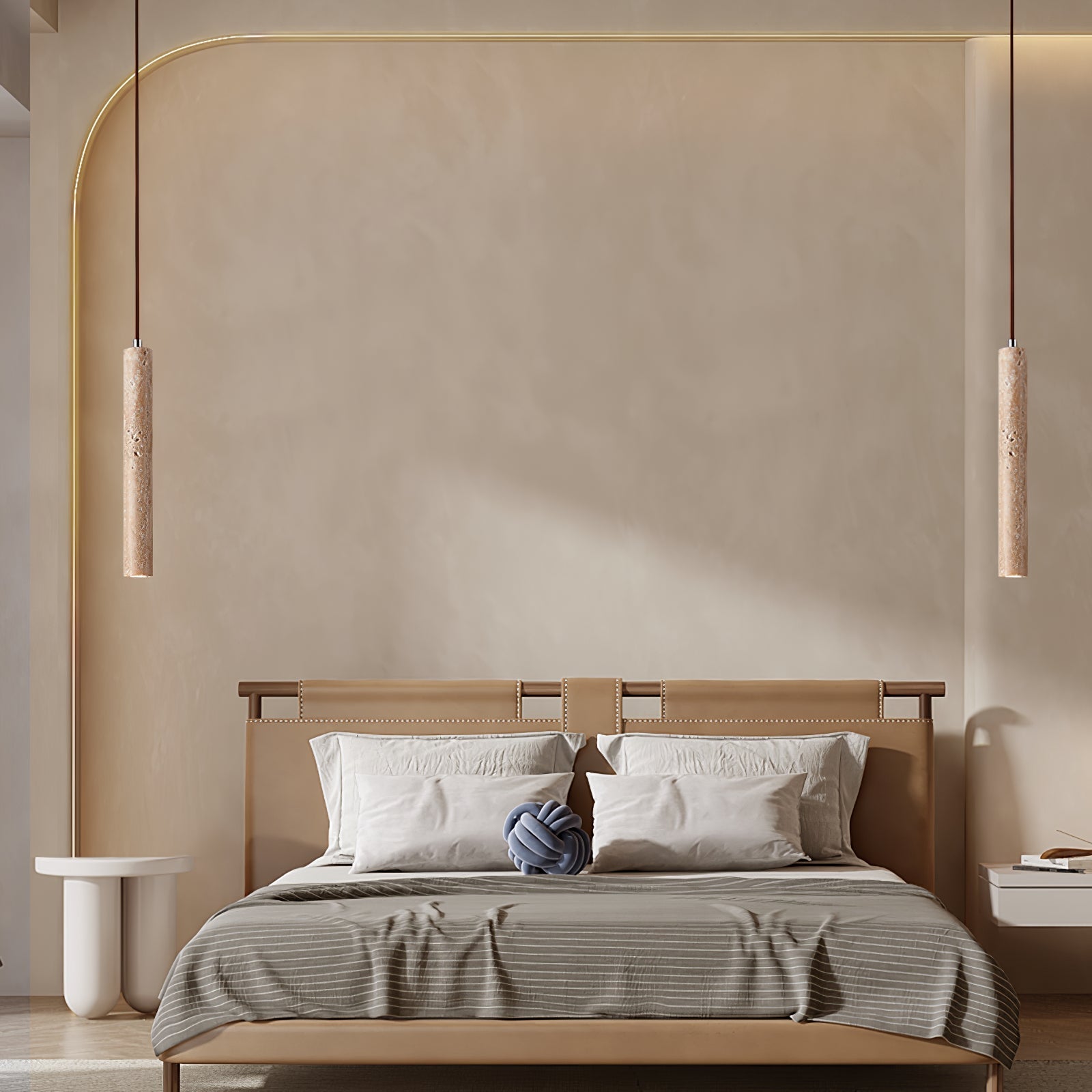 Olvynarae Cylindrical Travertine Pendant Light - Blowlighting