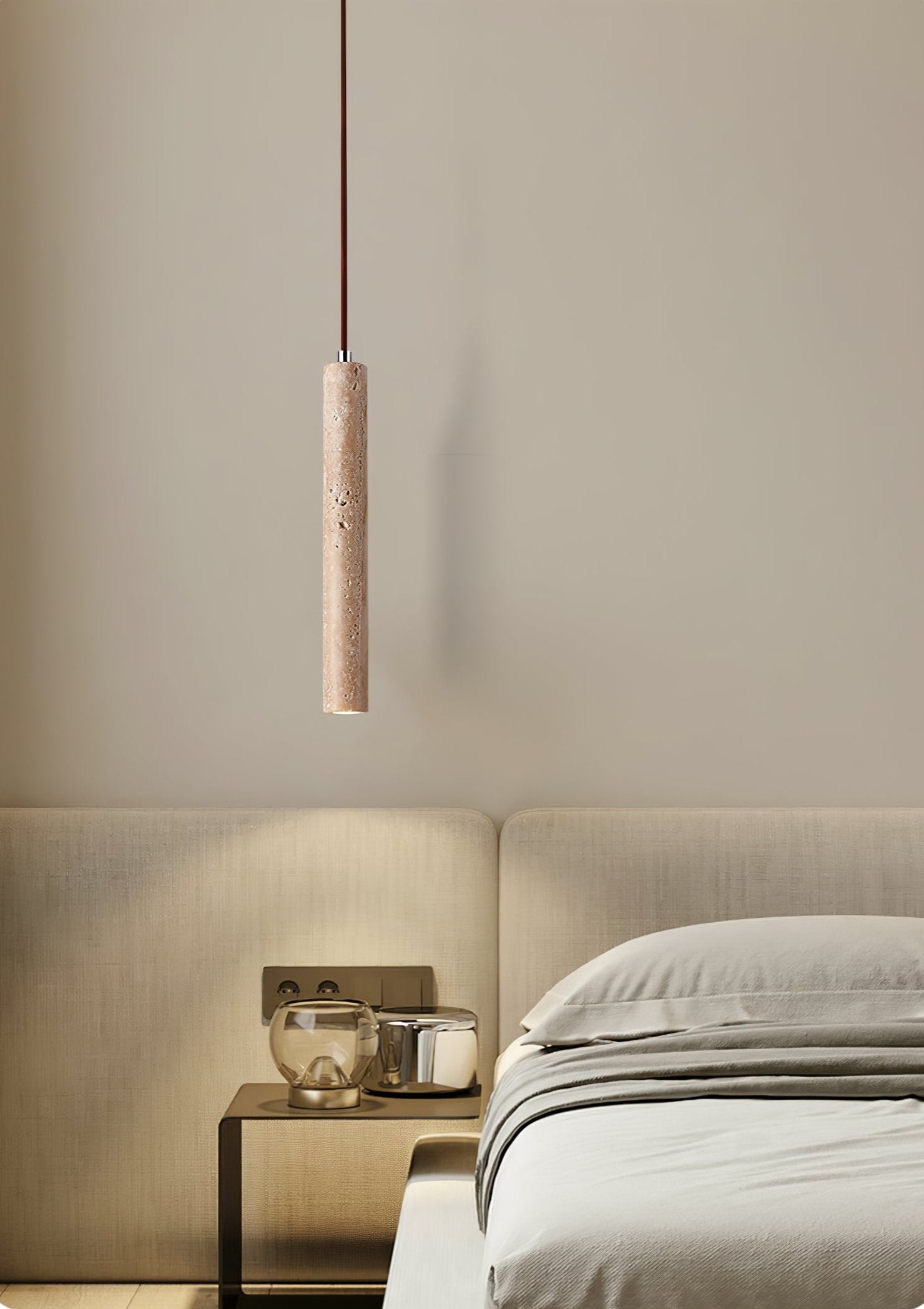 Olvynarae Cylindrical Travertine Pendant Light - Blowlighting