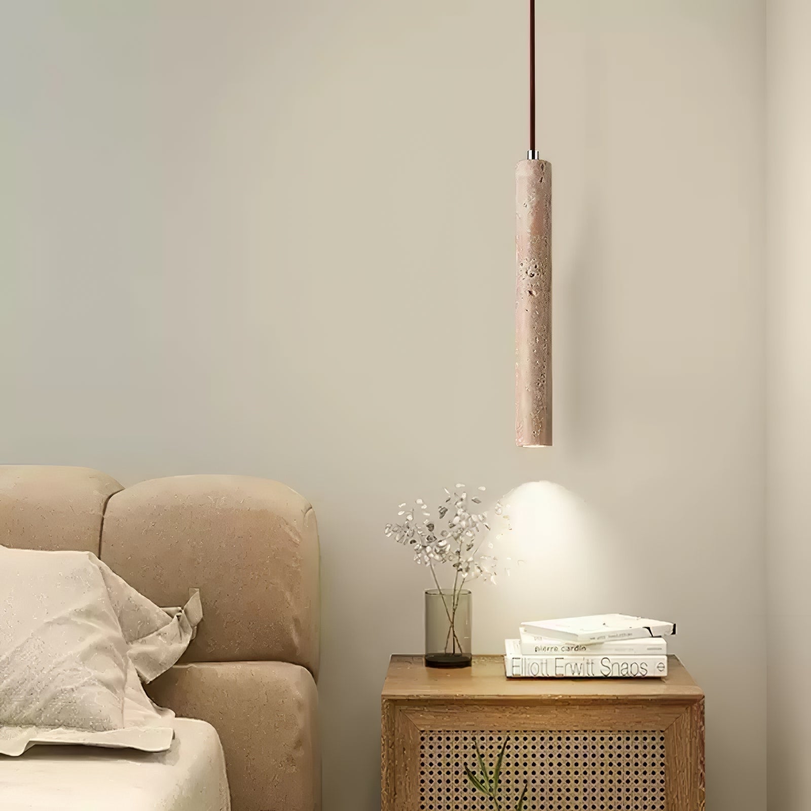 Olvynarae Cylindrical Travertine Pendant Light - Blowlighting