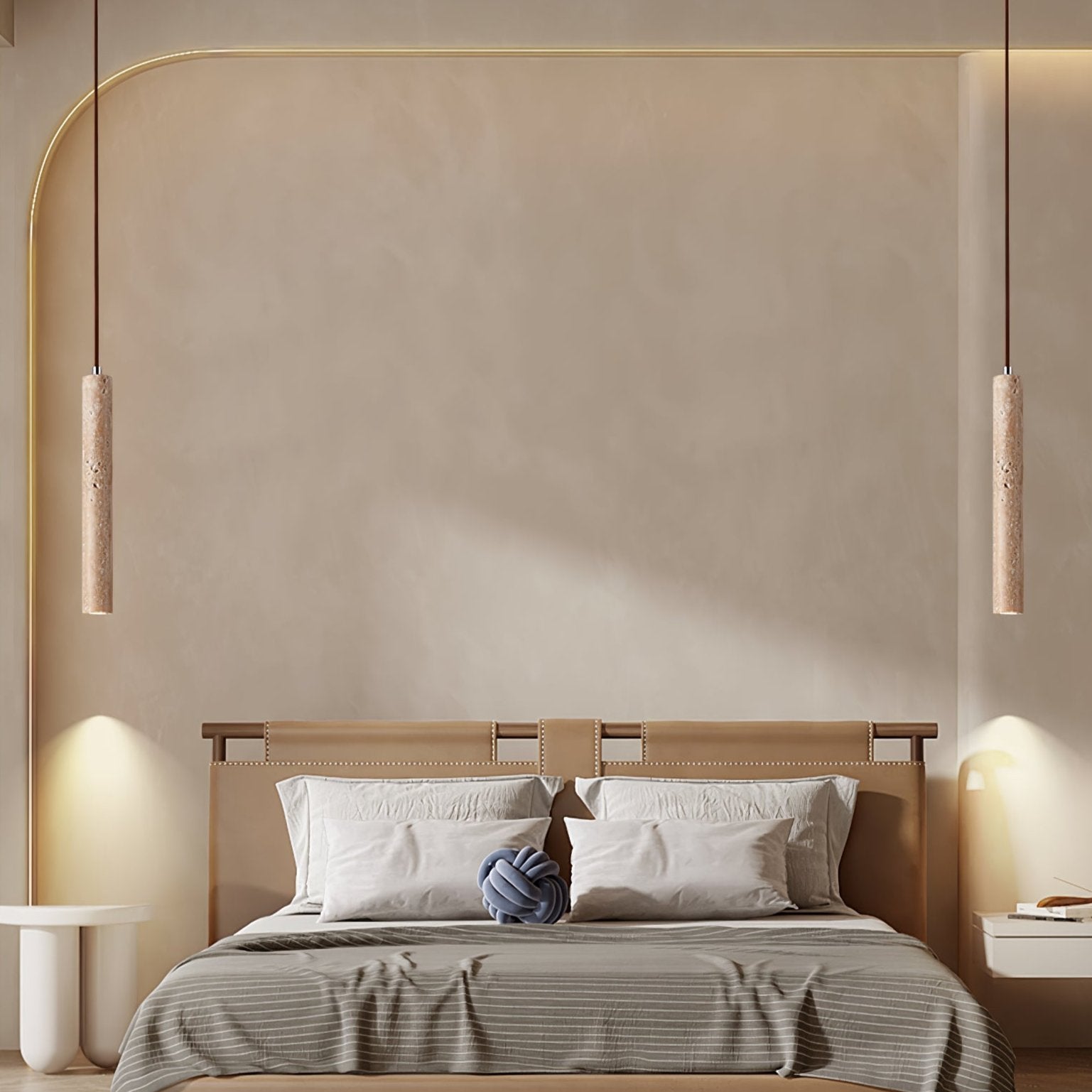 Olvynarae Cylindrical Travertine Pendant Light - Blowlighting