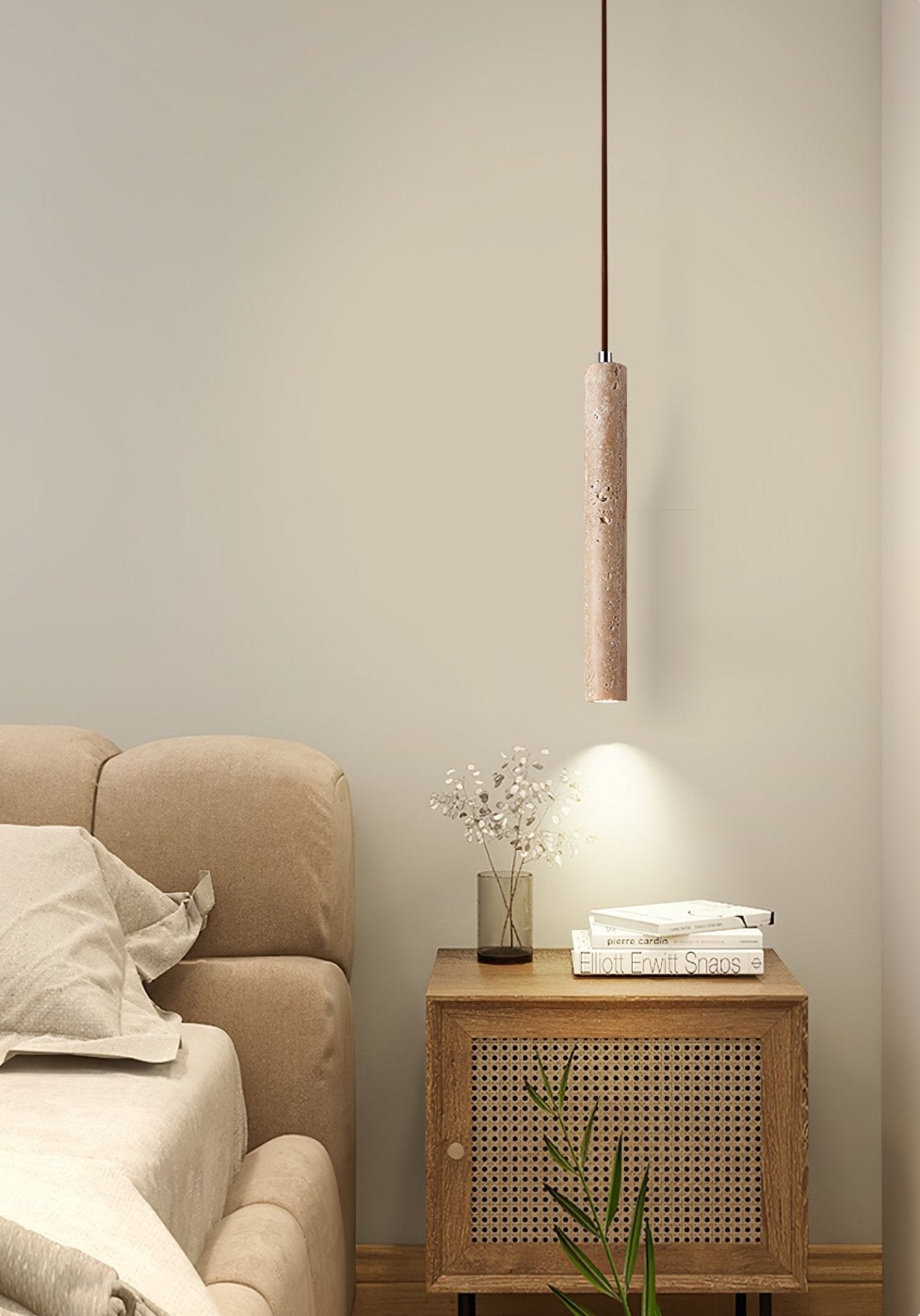 Olvynarae Cylindrical Travertine Pendant Light - Blowlighting